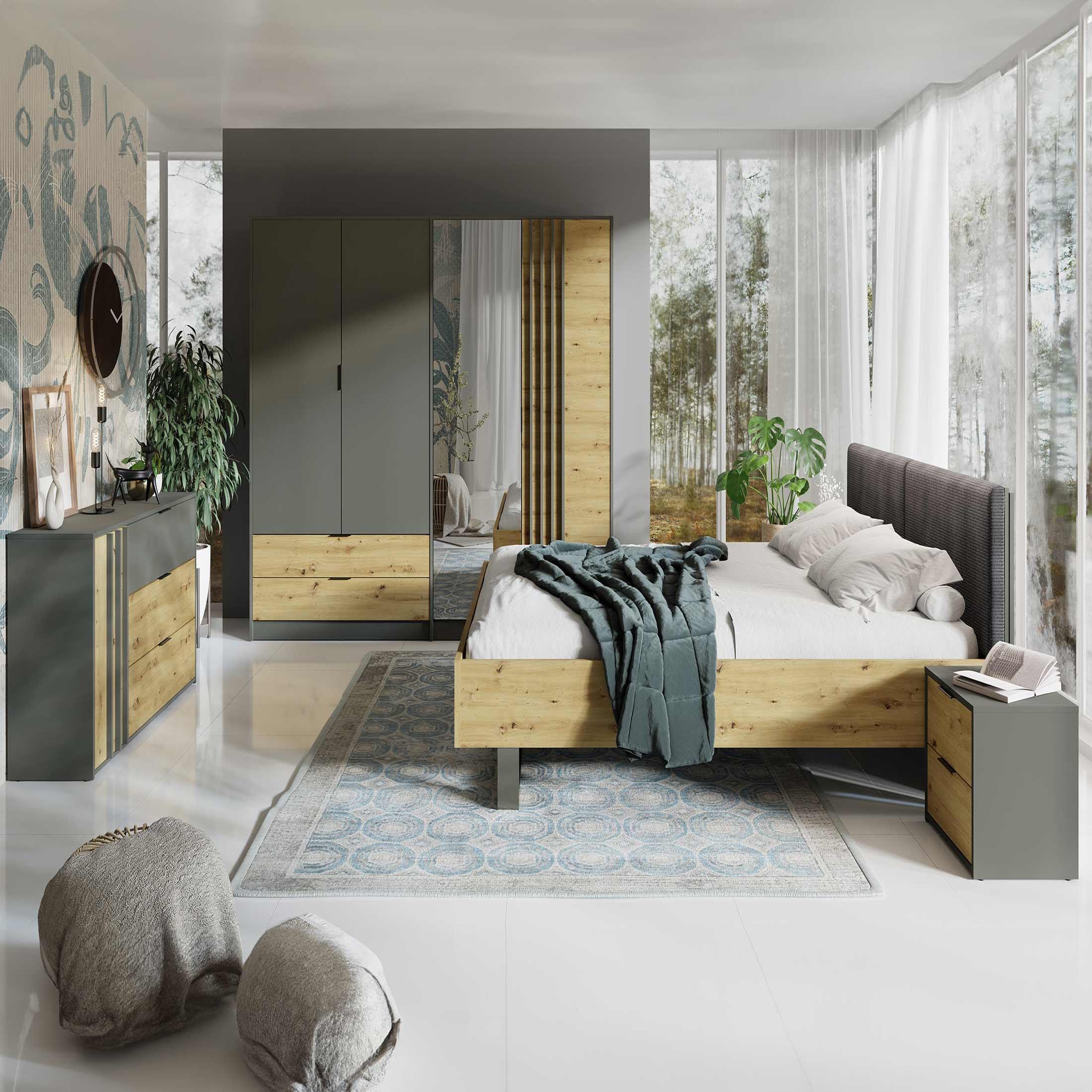 Voir la diapositive 1 : BEST MOBILIER Nicosie - commode - bois et gris - 125 cm