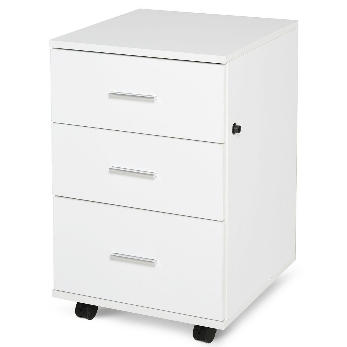 HOMCOM HOMCOM Caisson de Bureau Rangement Bureau sur Roulettes 3 Tiroirs Verrouillables 40 x 41,5 x 61,5 cm Blanc