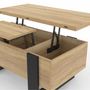 Voir la diapositive 6 : ID MARKET Table basse plateau relevable rectangulaire convertible en table à manger PHOENIX 97,5 cm bois et noir