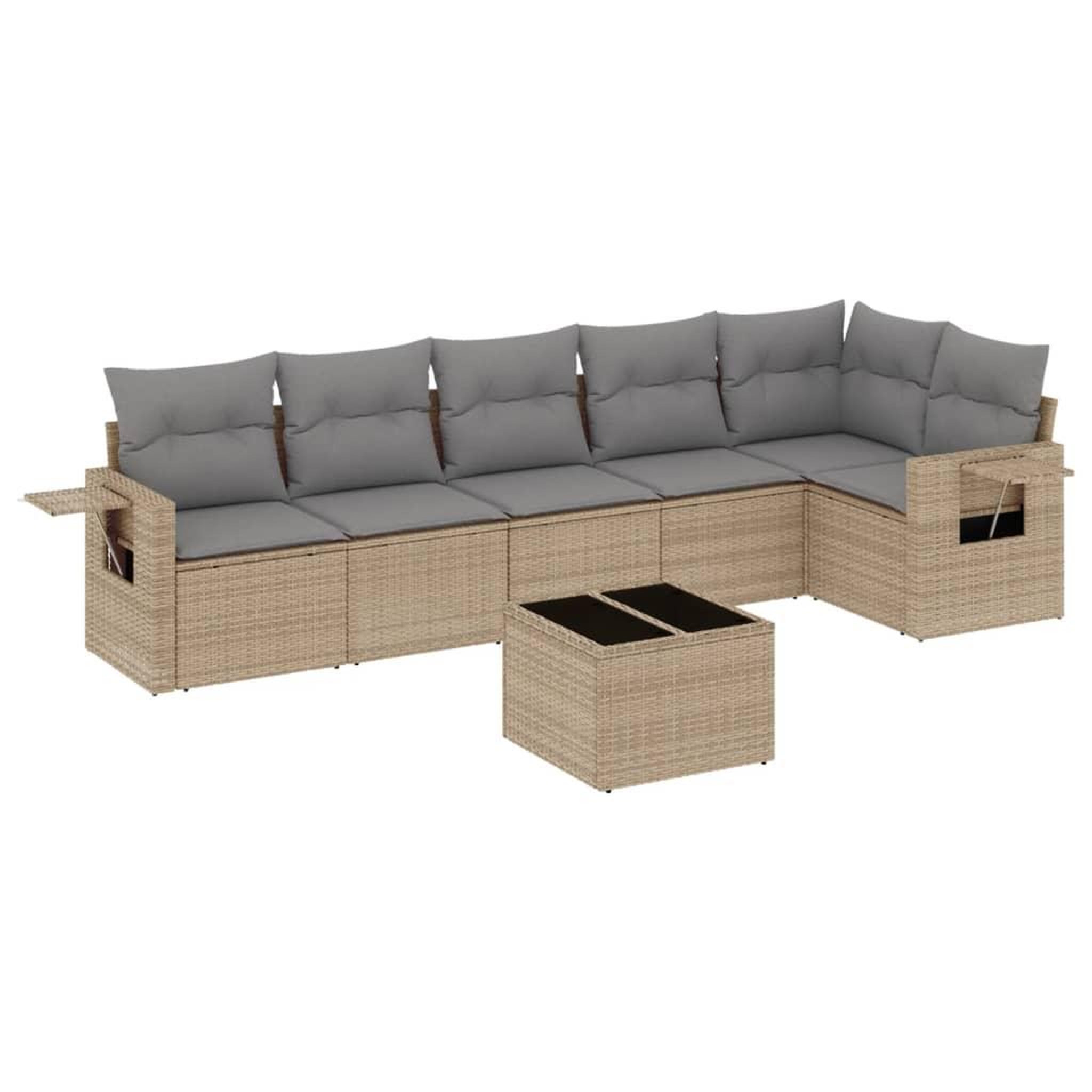 Voir la diapositive 2 : VIDAXL Salon de jardin avec coussins 7 pcs beige resine tressee