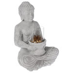 ATMOSPHERA Photophore en Ciment  Bouddha Assis  40cm Gris