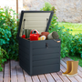 Voir la diapositive 2 : ID MARKET Coffre de rangement métal verrouillable gris anthracite pour jardin 200L 68x62,5x63 cm