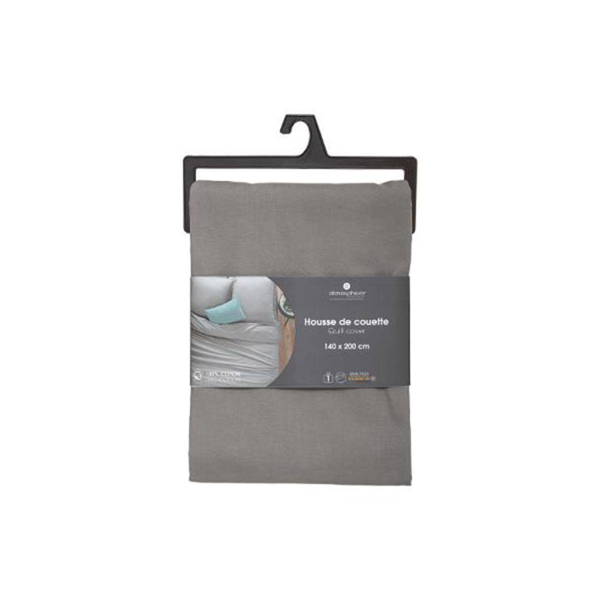Voir la diapositive 3 : ATMOSPHERA Housse de couette  intérieur  140x200cm gris