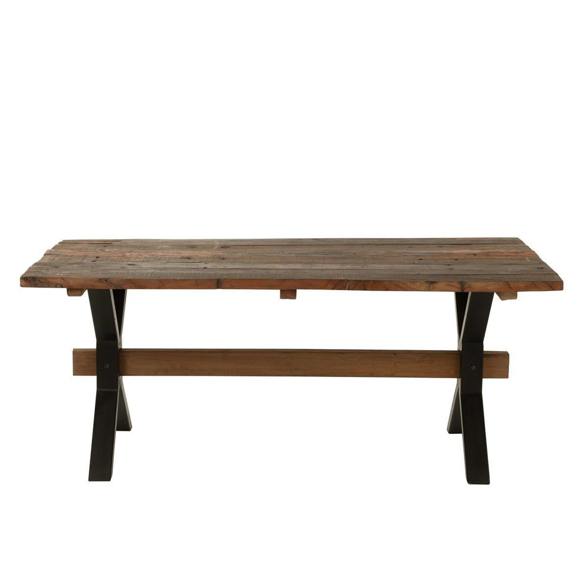 Voir la diapositive 2 : J-LINE Table à manger en bois vieilli  fannie  180cm marron