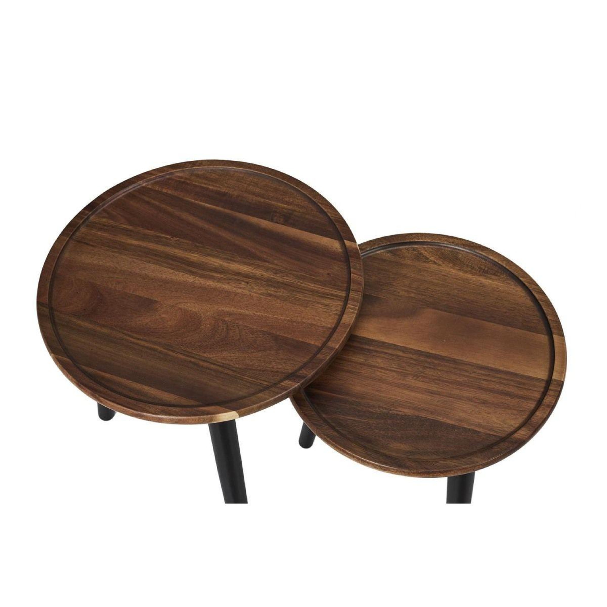 Voir la diapositive 2 : The Home Deco Factory Lot de 2 tables basses gigognes  galet  39cm marron