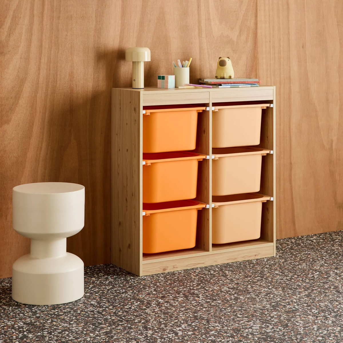 SWEEEK Meuble de rangement enfant 6 bacs de rangement en plastique orange pêche - Sora