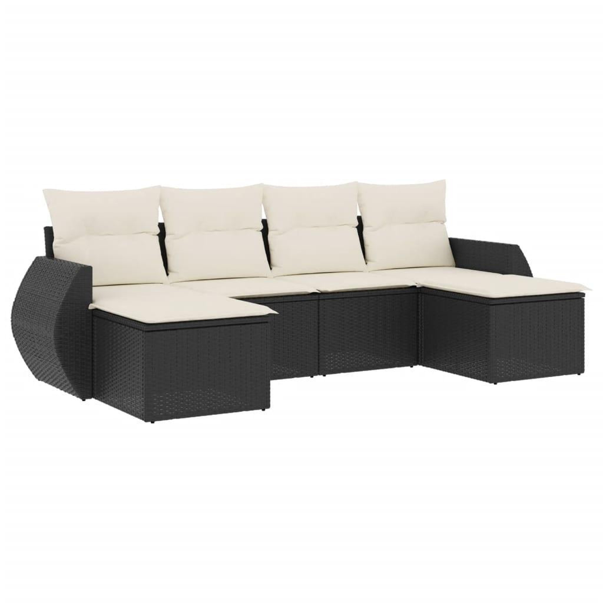 Voir la diapositive 2 : VIDAXL Salon de jardin 6 pcs avec coussins noir resine tressee