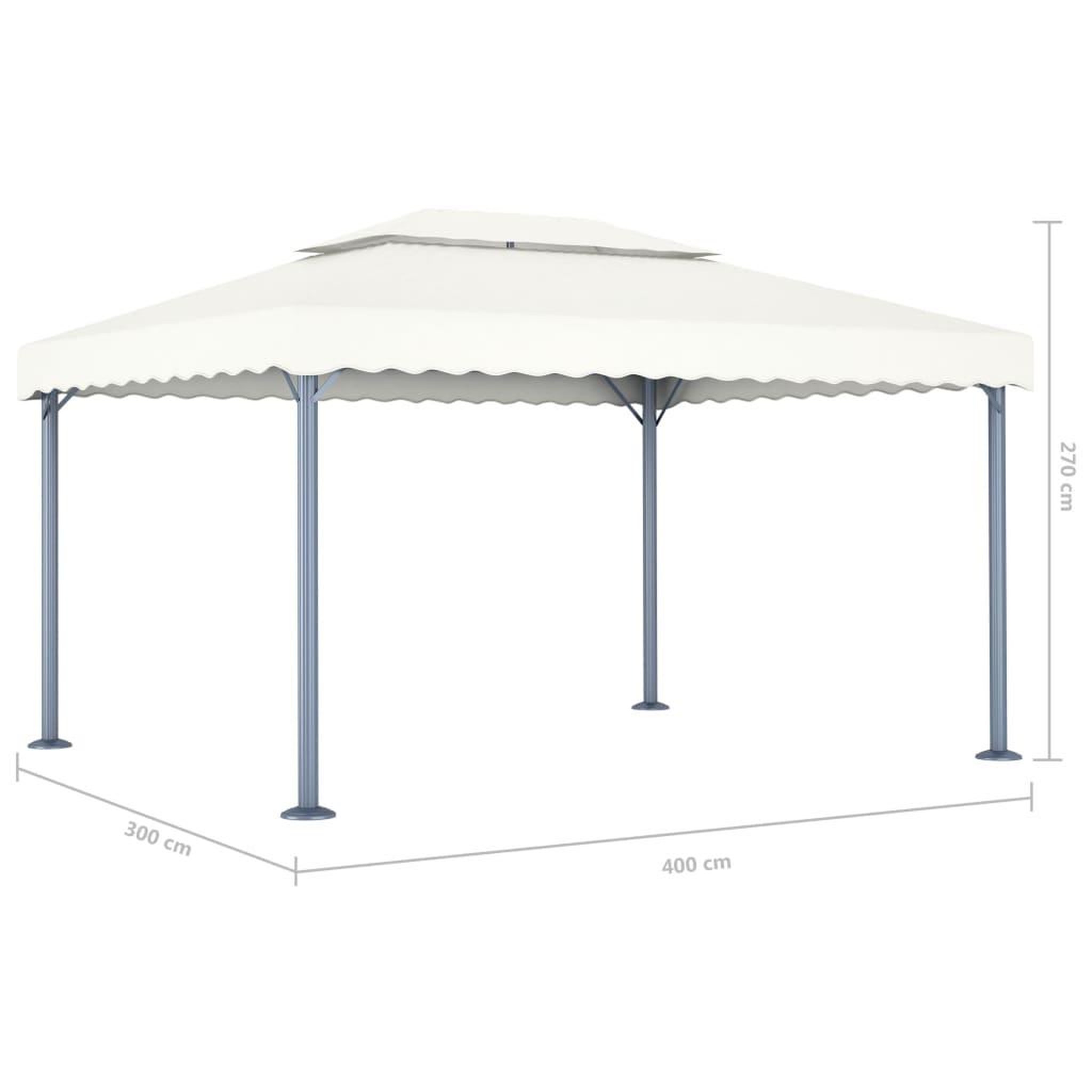 Voir la diapositive 6 : VIDAXL Tonnelle avec guirlande lumineuse a led 4x3 m creme aluminium