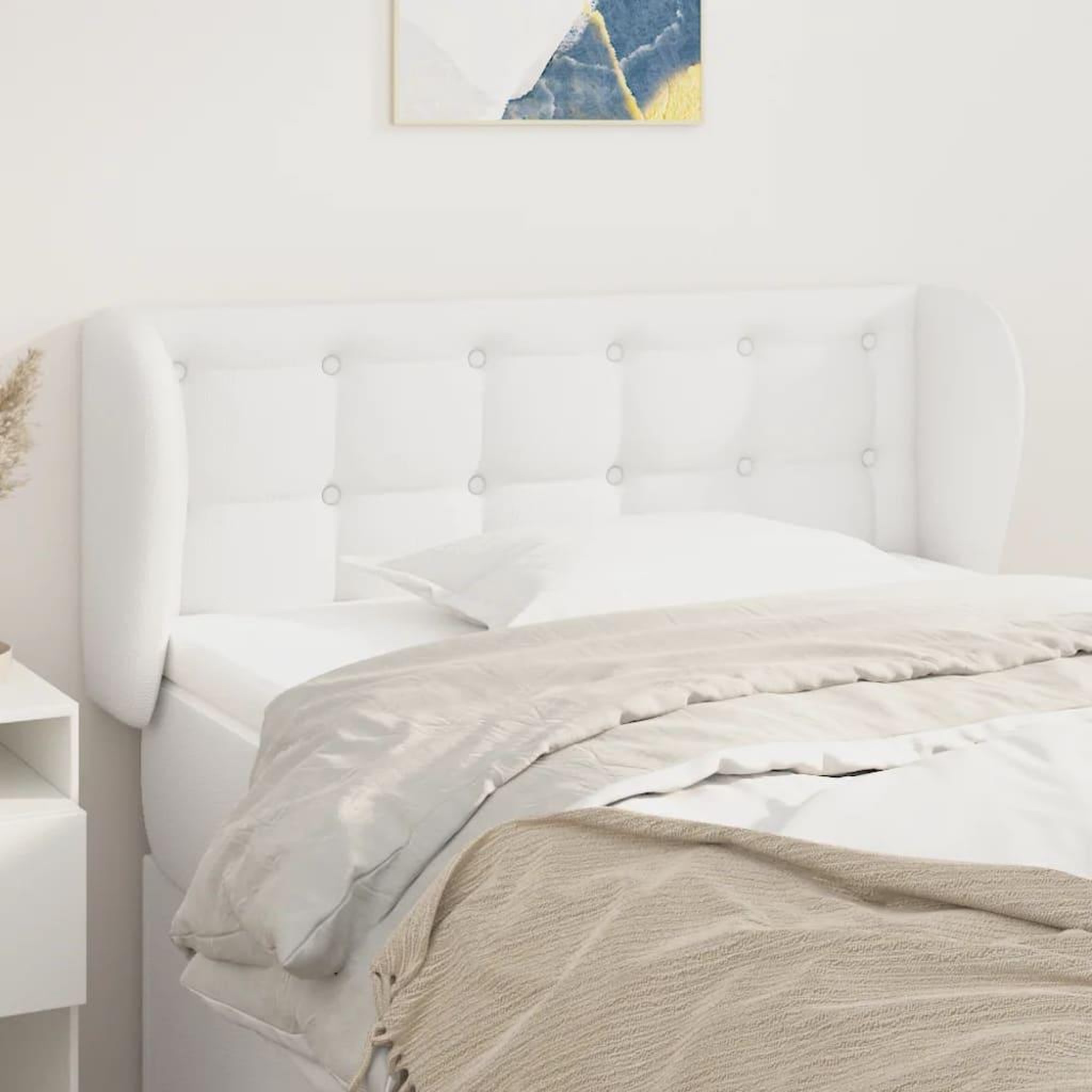 Voir la diapositive 1 : VIDAXL Tete de lit avec oreilles Blanc 103x23x78/88 cm Similicuir