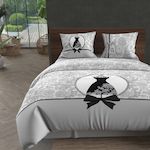 SOLEIL D'OCRE Parure housse de couette coton 57 fils BLACK DRESS, par Soleil d'Ocre. Coloris disponibles : Gris