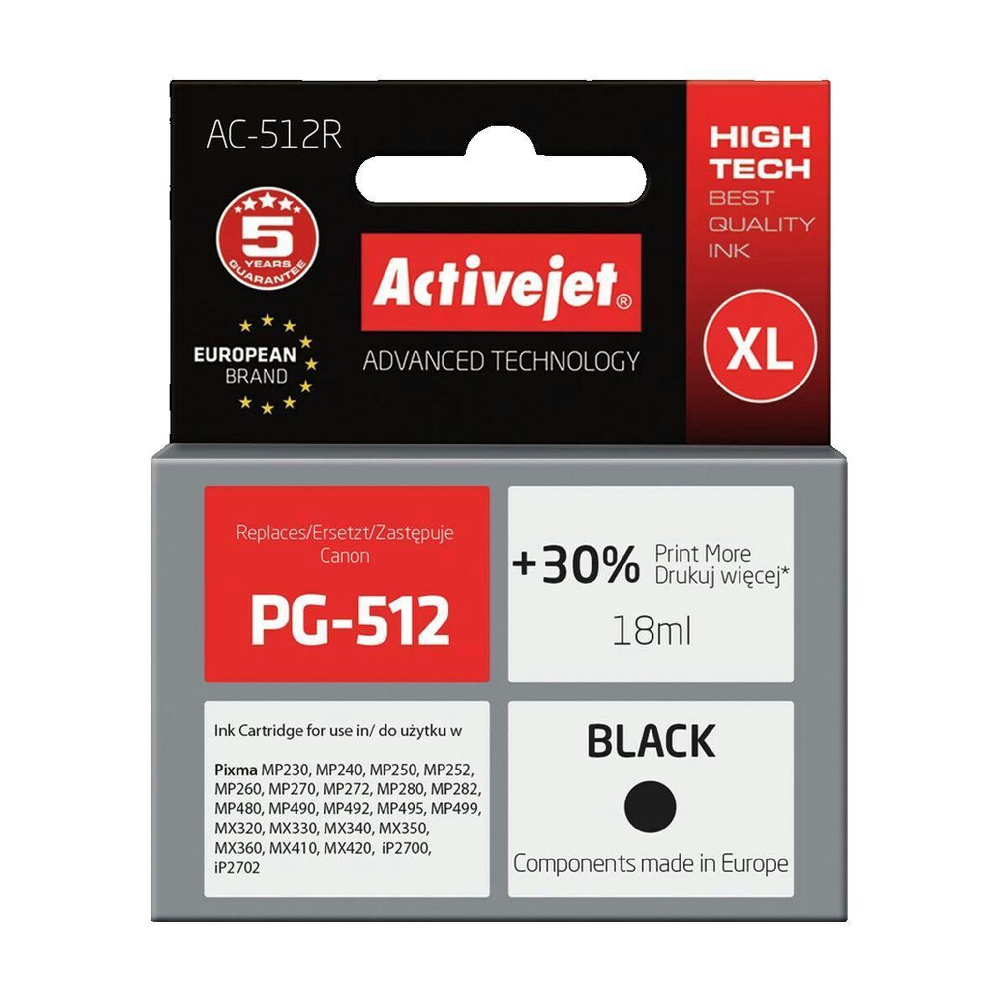 ActiveJet Cartouche d'encre Activejet AC-512R noire