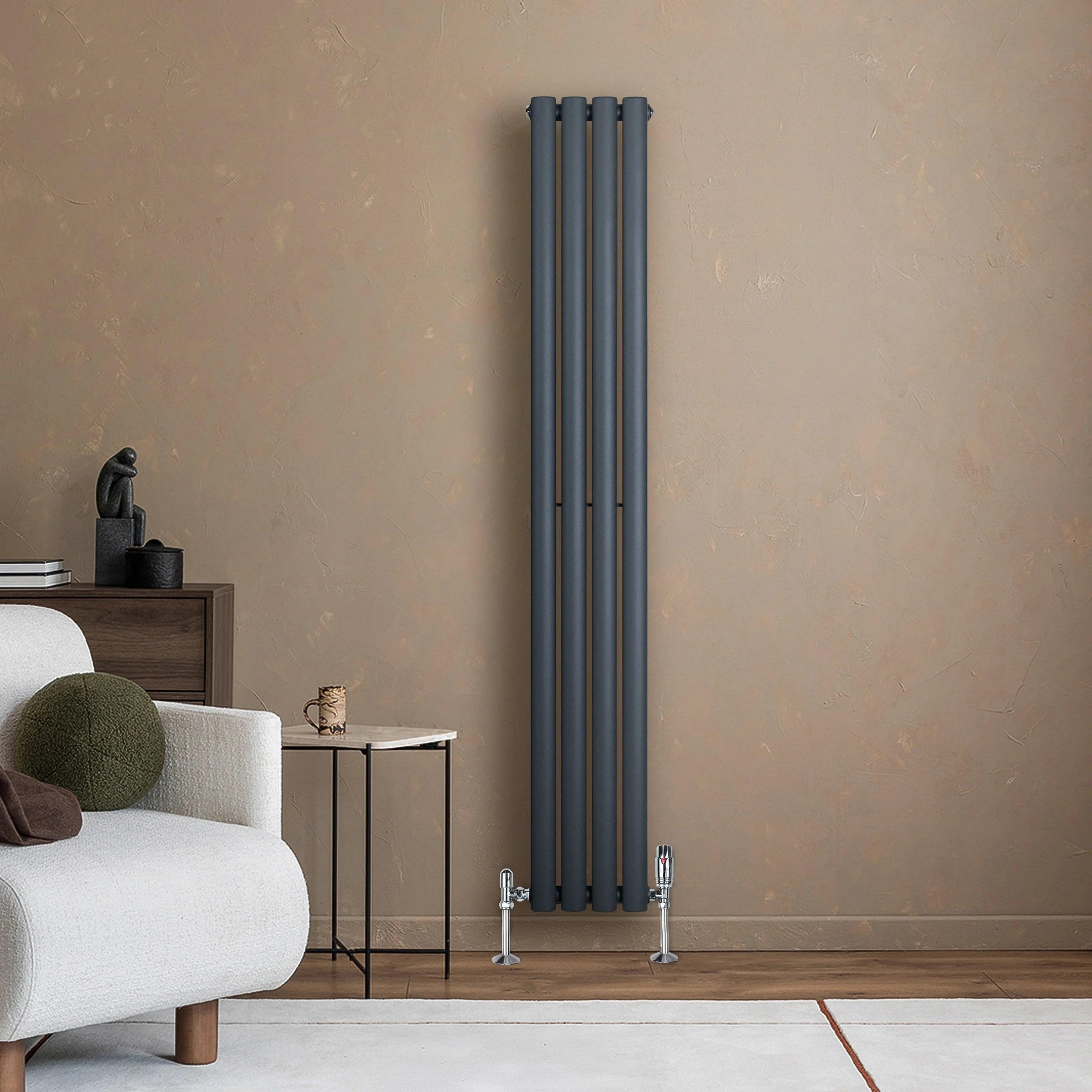 Voir la diapositive 4 : MONSTERSHOP Radiateur à colonnes ovales & vannes, 1 panneau - 1600 x 240 mm