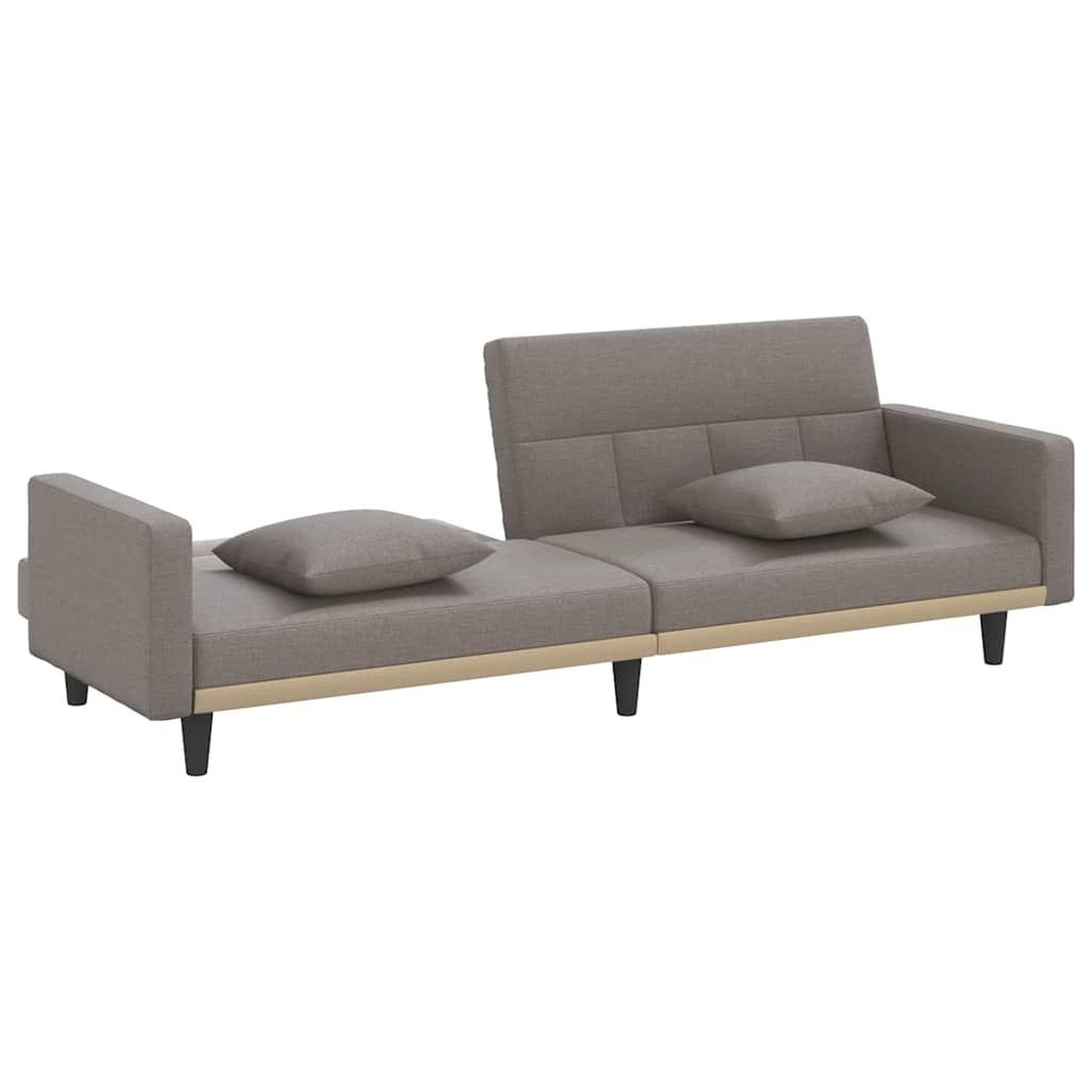 Voir la diapositive 5 : VIDAXL Canape-lit avec coussins taupe tissu