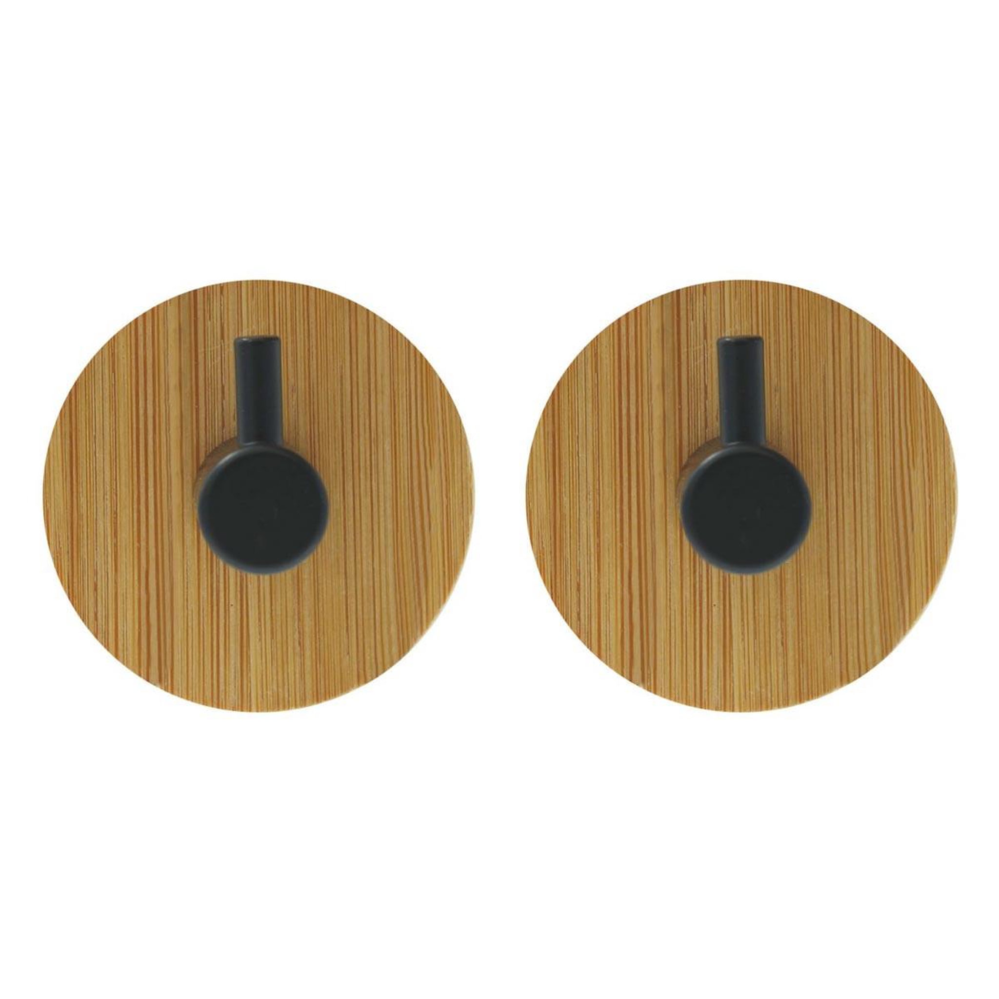 Douceur d'Intérieur Lot de 2 patères adhésives en bambou  fixeo  5cm naturel & noir
