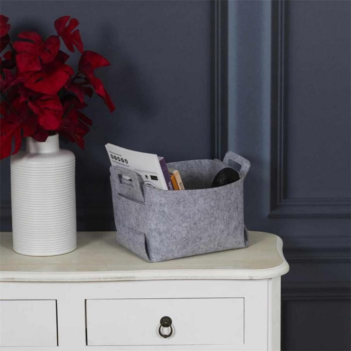 Paris Prix Panier de Rangement  Feutre Pliable  20cm Gris