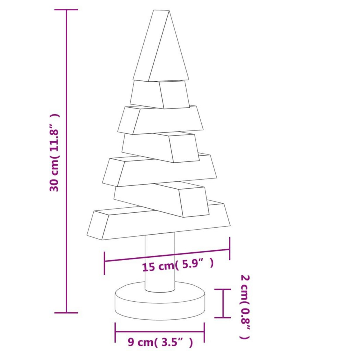 VIDAXL Arbres de Noël en bois pour decoration 2 pcs 30 cm pin massif