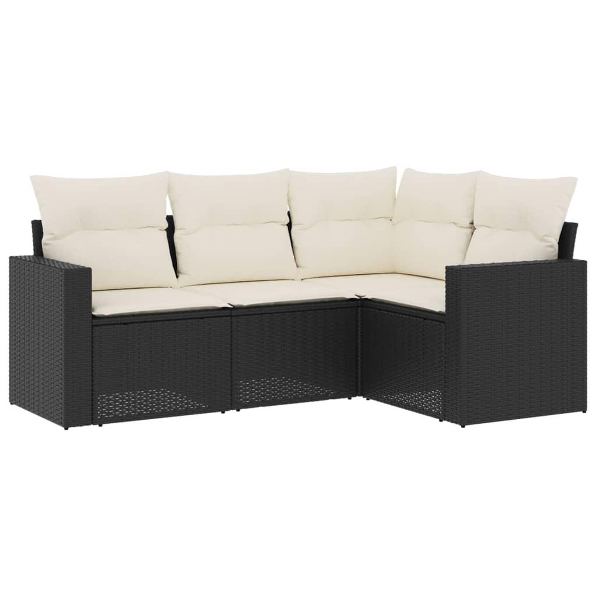 Voir la diapositive 2 : VIDAXL Salon de jardin 4 pcs avec coussins noir resine tressee