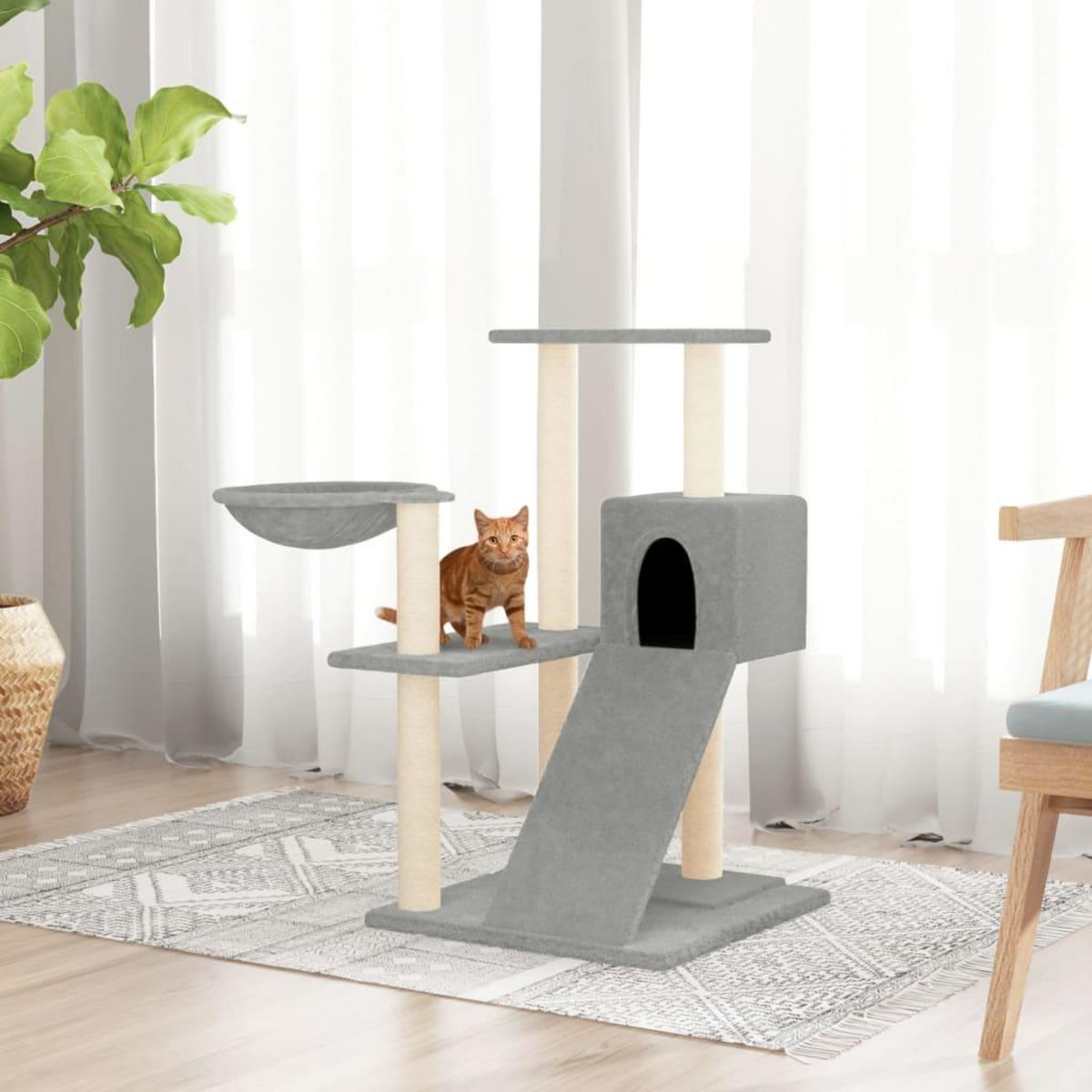 VIDAXL Arbre a chat avec griffoirs en sisal Gris clair 82 cm