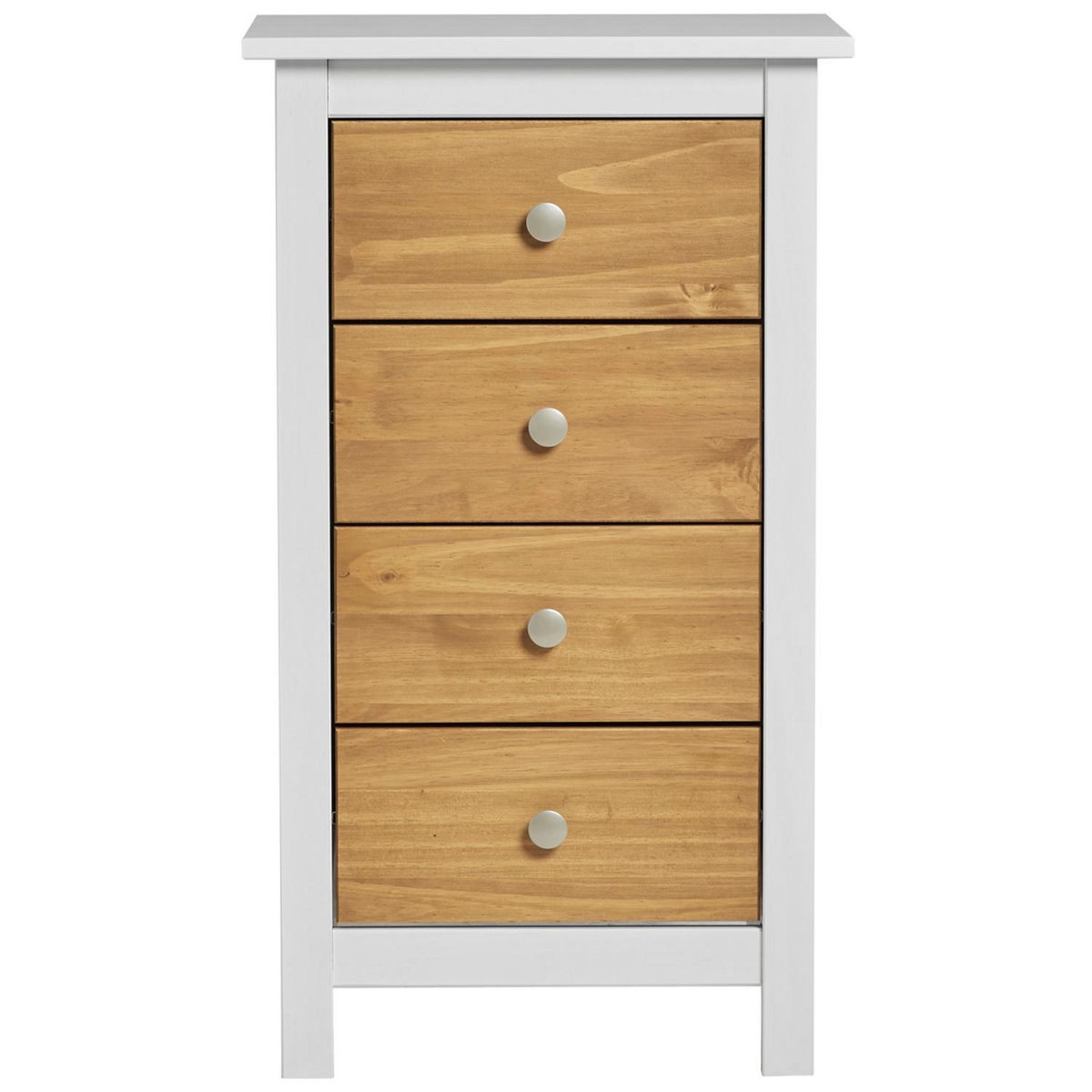 VS VENTA-STOCK Chinfonnier Bonnie Blanc 4 Tiroirs, Fabriqué en Bois de pin Massif