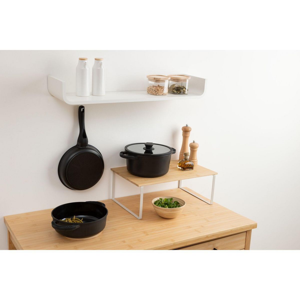 FIVE Batterie de cuisine en fonte d'aluminium - 4 pièces - Noir