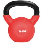 HOMCOM Kettlebell 10 Kg en métal large poignée antidérapante fond plat rouge noir