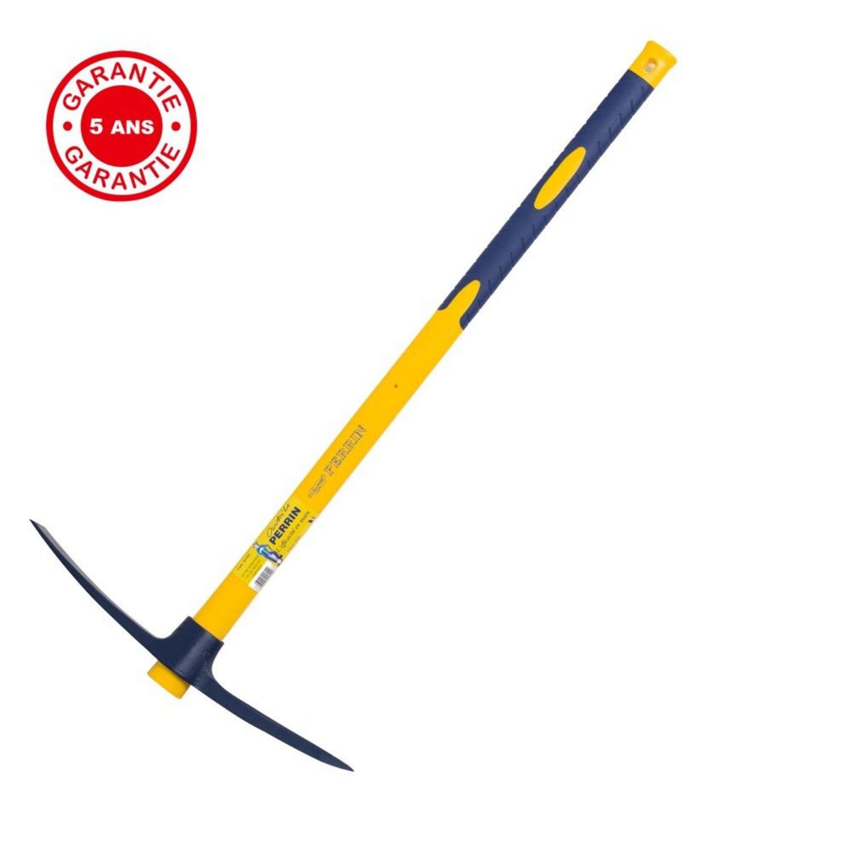 OUTILS PERRIN Pioche terrassier 2 kg oeil Rond manche composite, manche incassable en fibre de verre