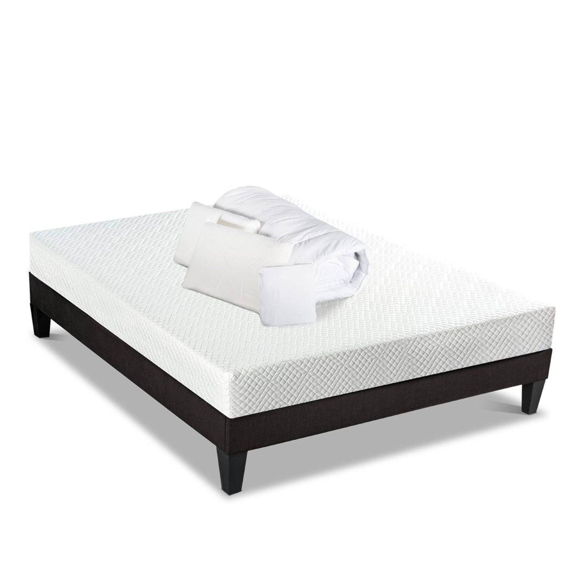 BELLECOUR BELLECOUR LITERIE | Pack Prêt à dormir ABSOLU | Matelas Mémoire de forme + Sommier + Accessoires. Coloris disponibles : Blanc