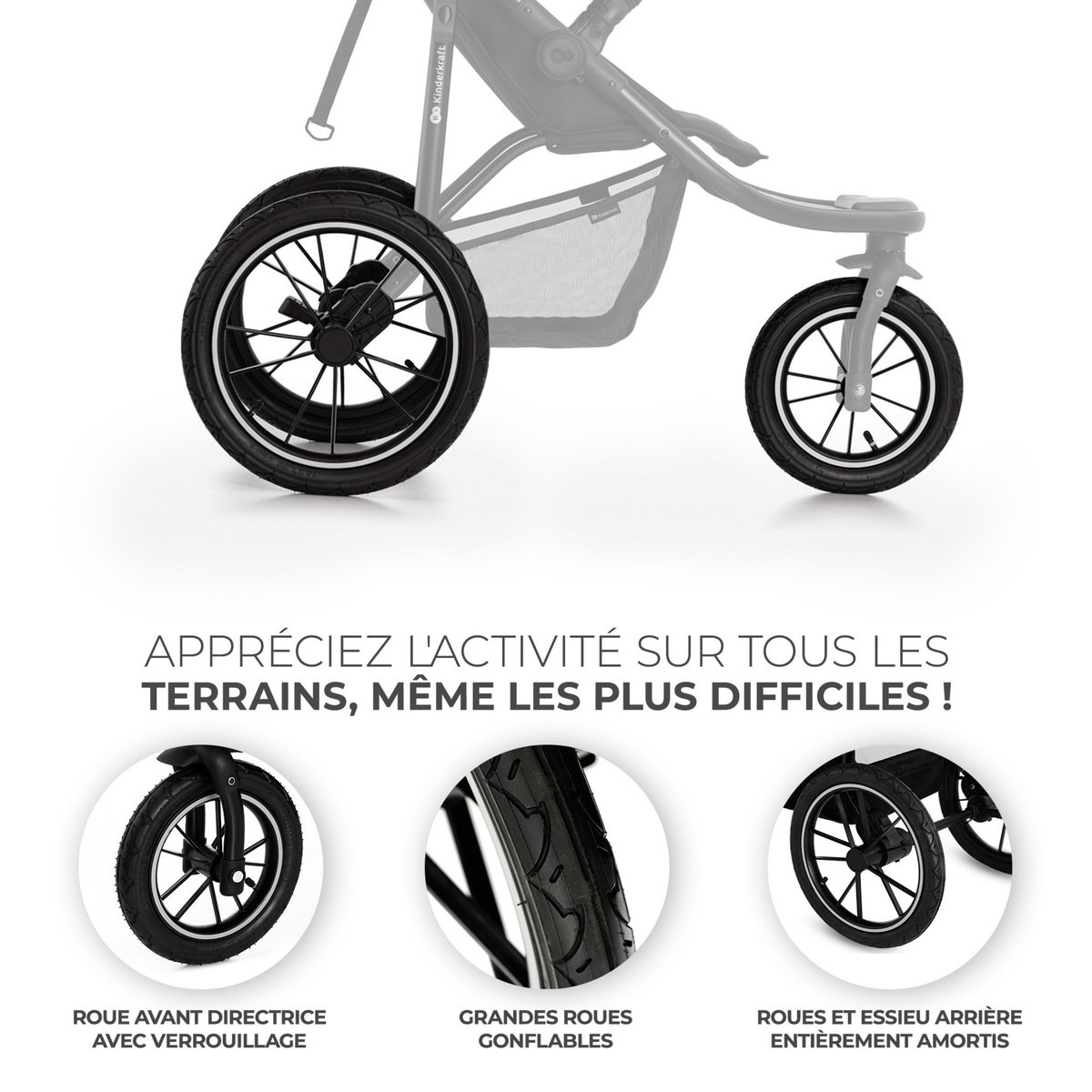 KINDERKRAFT Poussette 3 roues tout-terrain Helsi 2