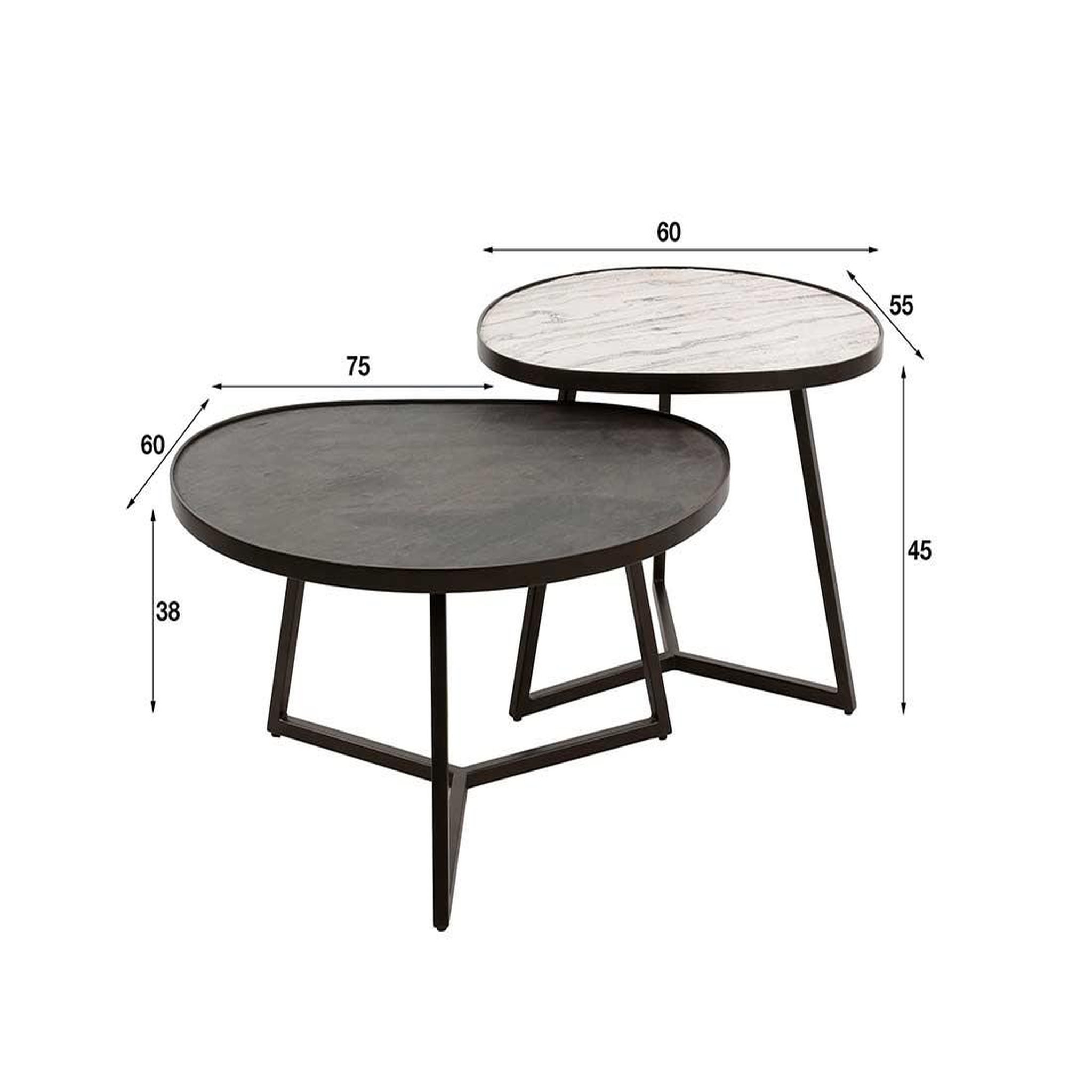 Voir la diapositive 4 : LISA DESIGN Haryana - lot de 2 tables basses - effet marbre
