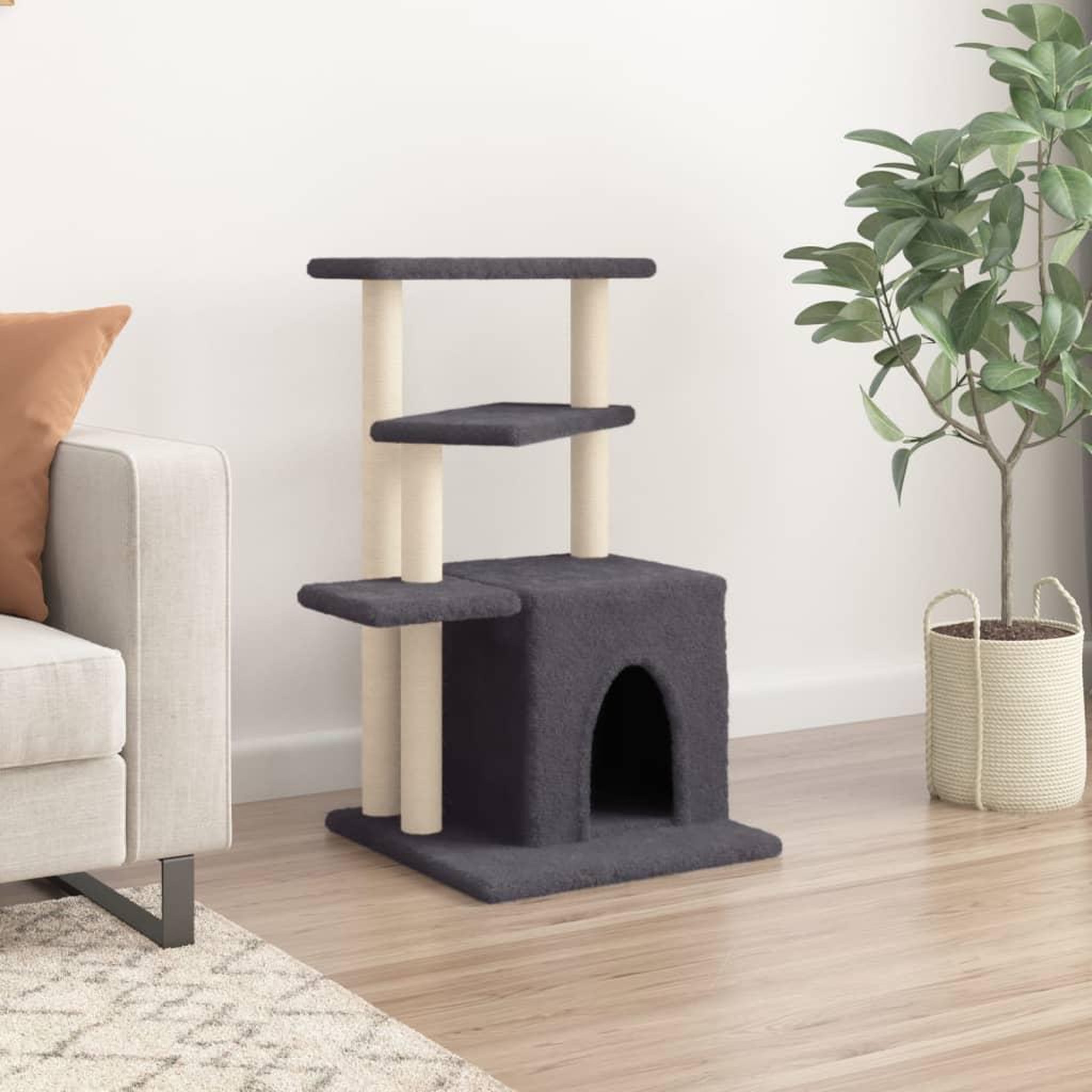 Voir la diapositive 3 : VIDAXL Arbre a chat avec griffoirs en sisal gris fonce 83,5 cm