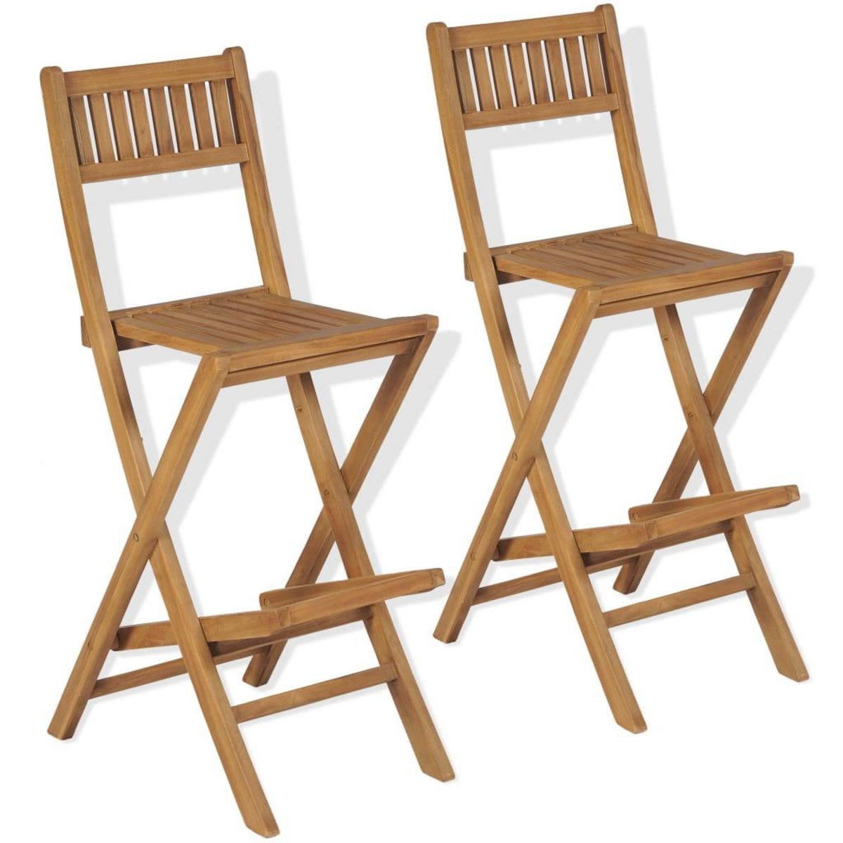 VIDAXL Tabourets pliables de bar d'exterieur lot de 2 bois teck solide