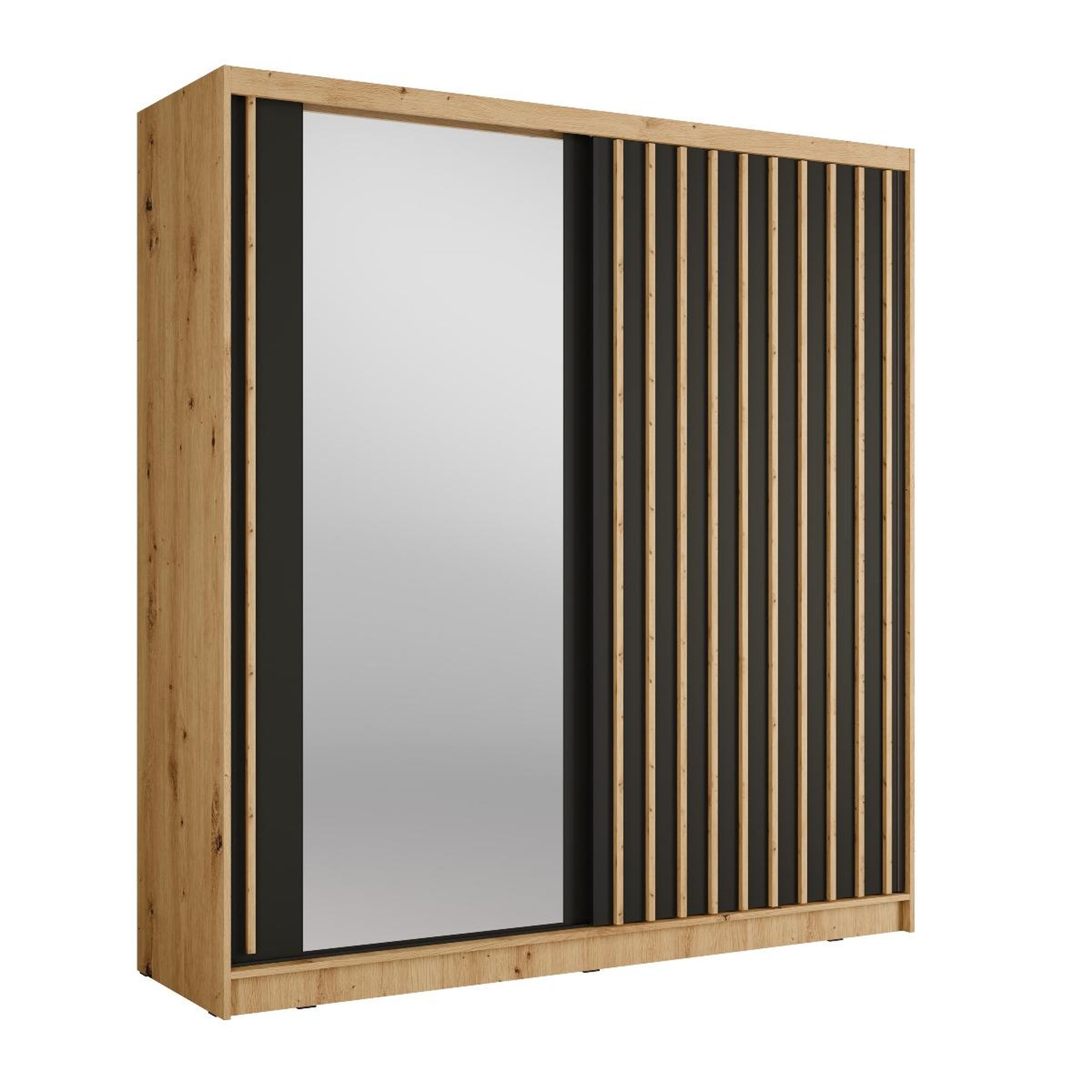 JLC KREATION Armoire coulissante industrielle bois et noir 205cm celia