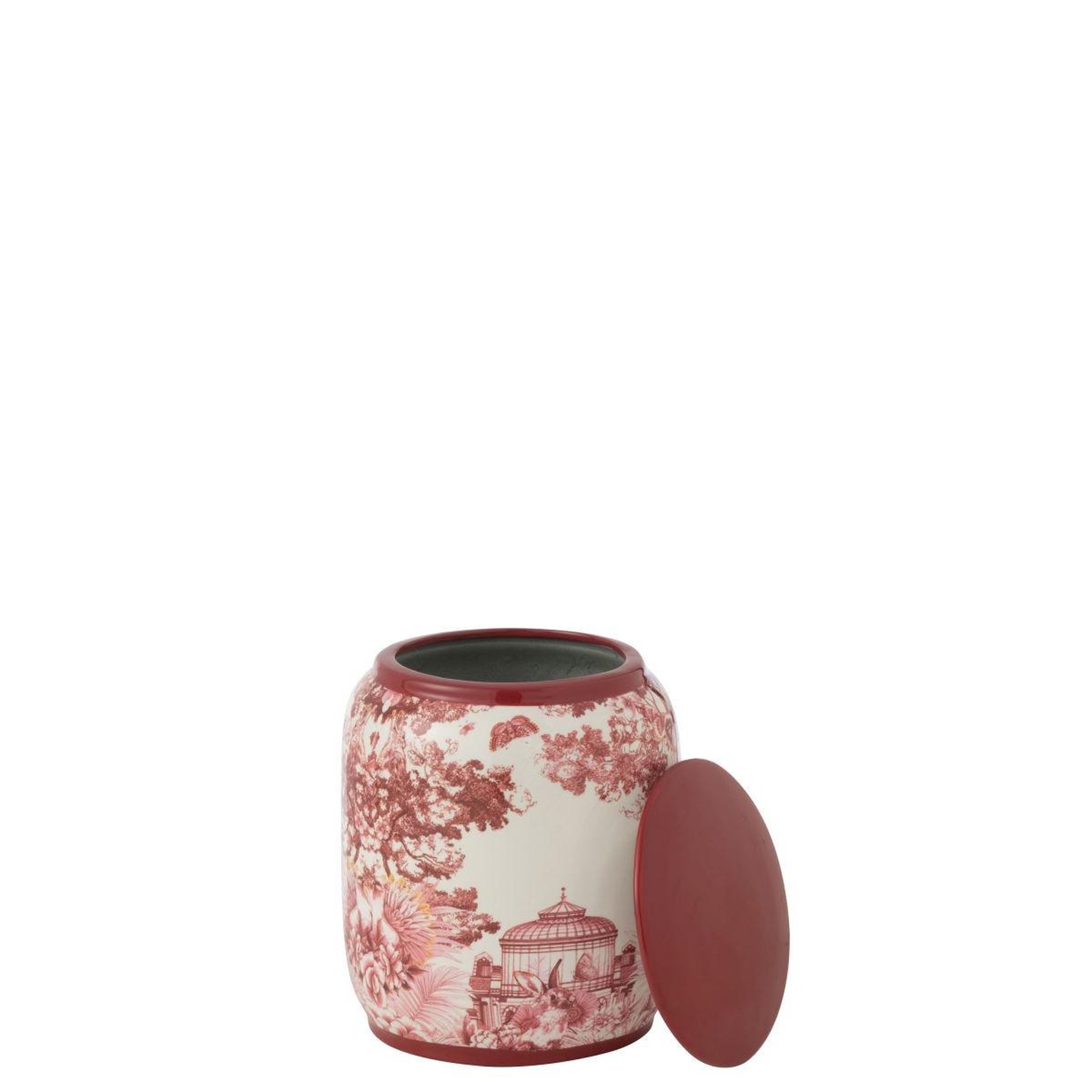Voir la diapositive 2 : J-LINE Pot en porcelaine  moriko  23cm rouge & blanc