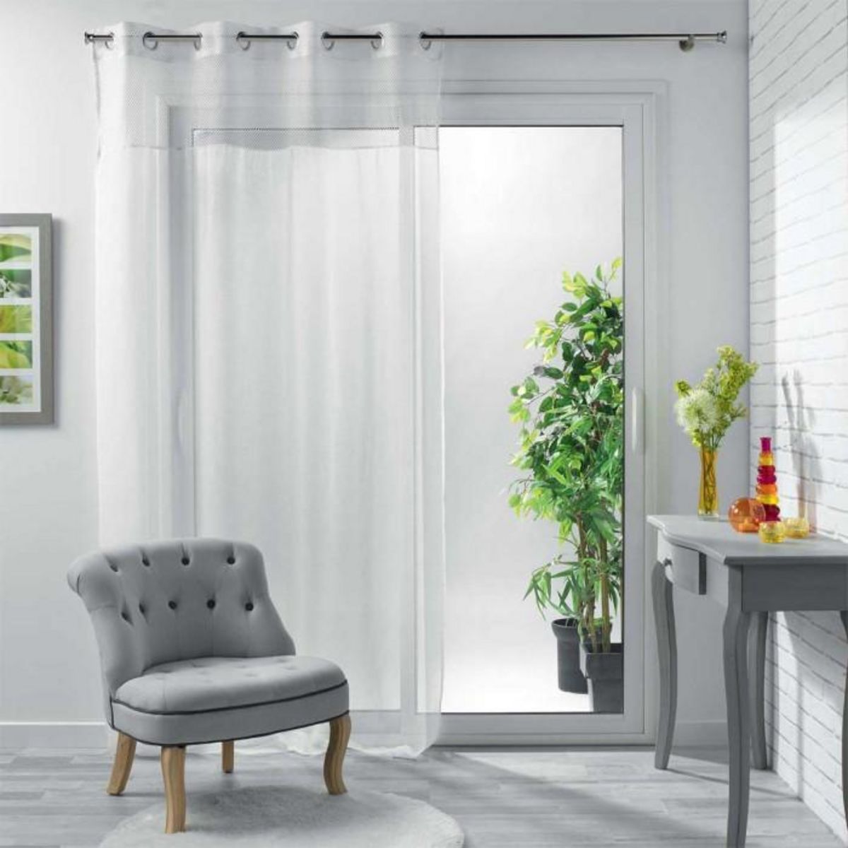Paris Prix Rideau Voilage à Œillets  Tuki  140x240cm Blanc