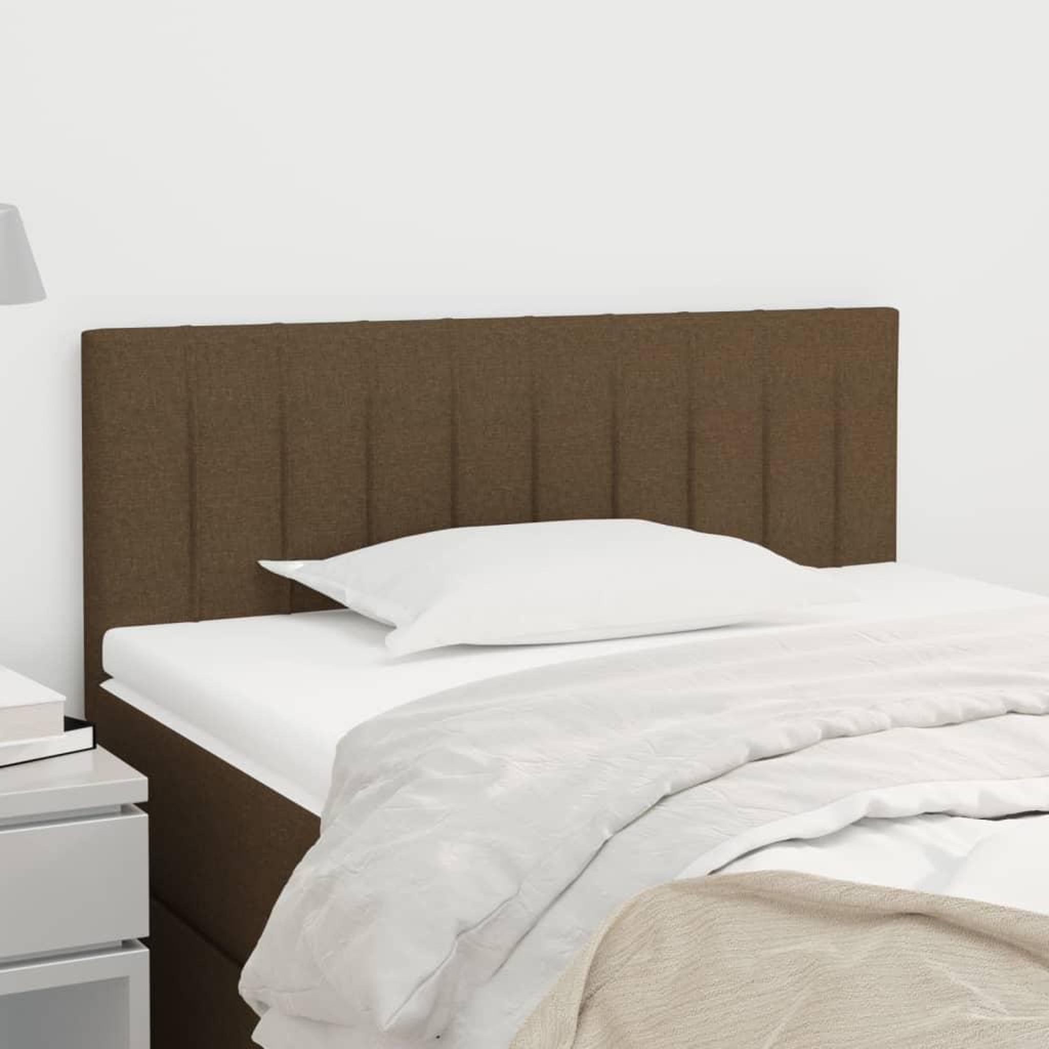 Voir la diapositive 1 : VIDAXL Tete de lit Marron Fonce 90x5x78/88 cm Tissu
