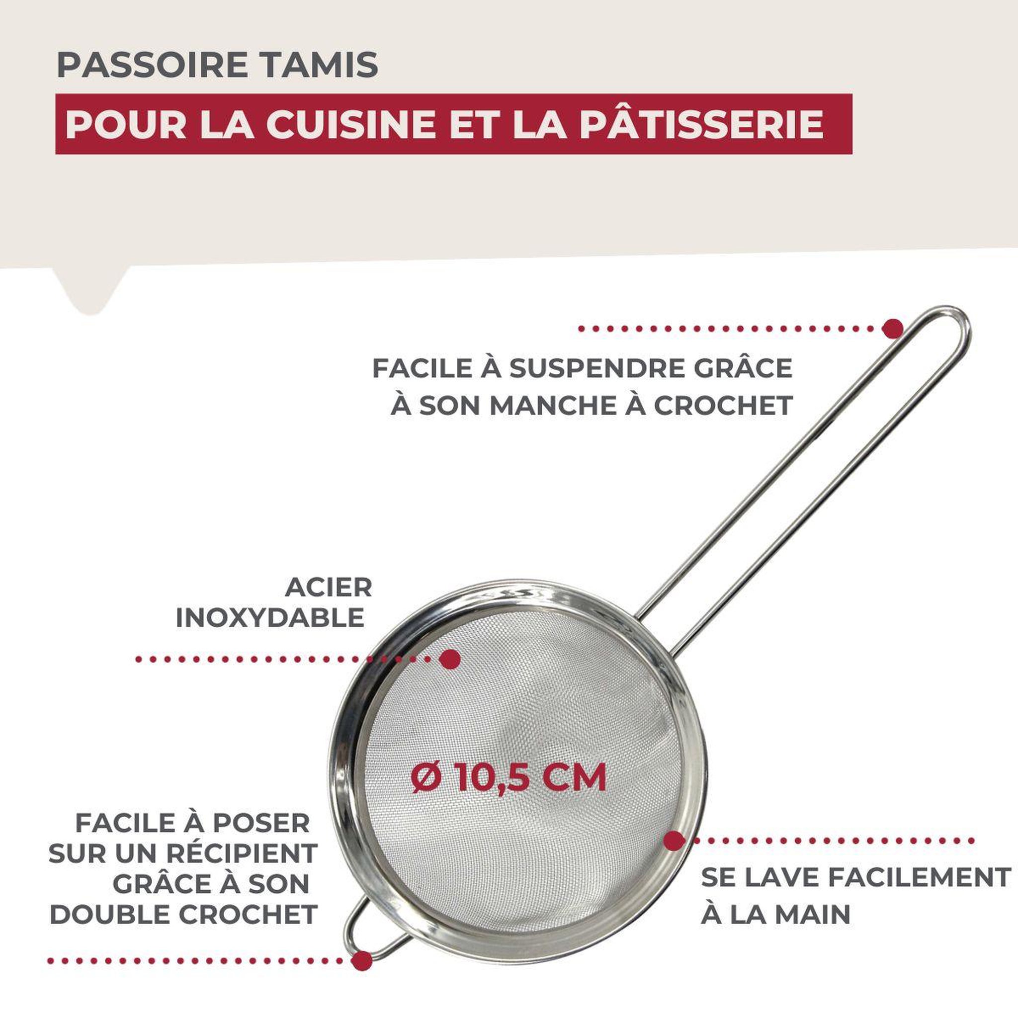 Voir la diapositive 6 : Fackelmann Passoire chinois 10,5 cm de diamètre en inox fackelmann
