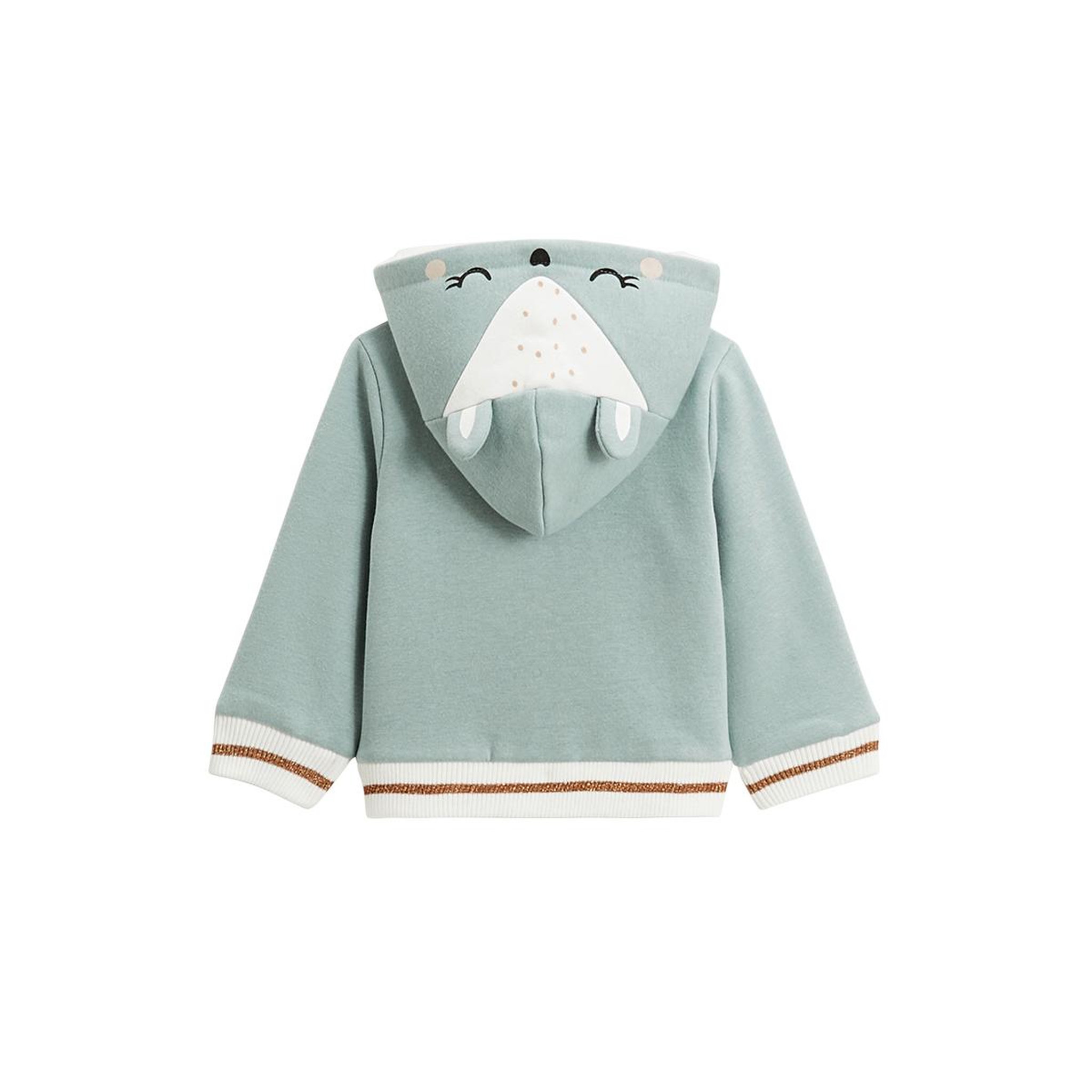 Voir la diapositive 2 : Petit Béguin Sweat à capuche zippé bébé en molleton alma