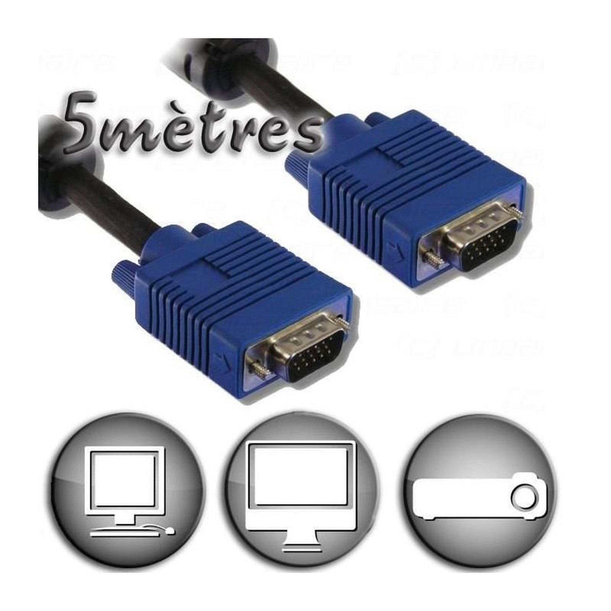 LINEAIRE Cable VGA HD15 Male / Male - 5m