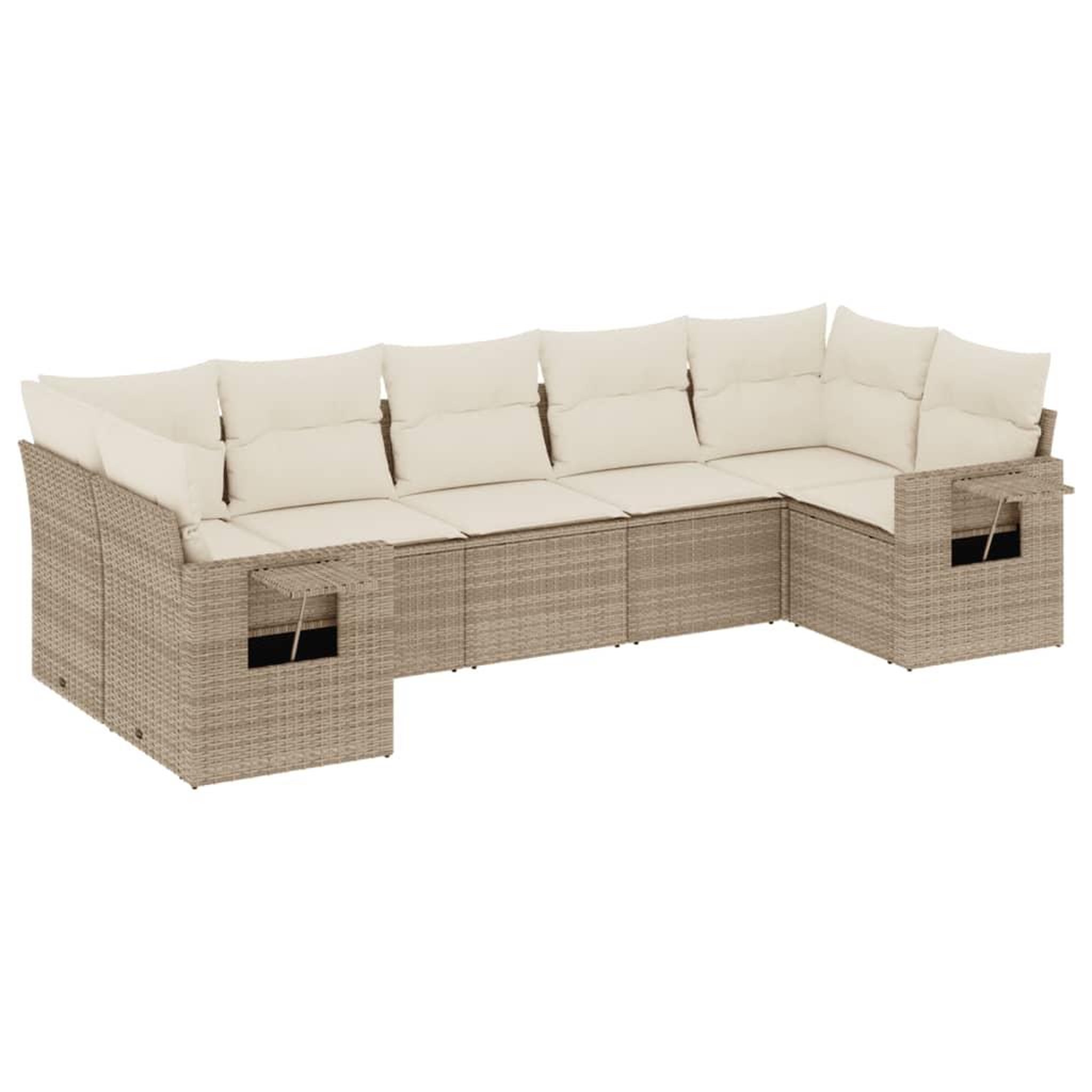 Voir la diapositive 2 : VIDAXL Salon de jardin avec coussins 7 pcs beige resine tressee