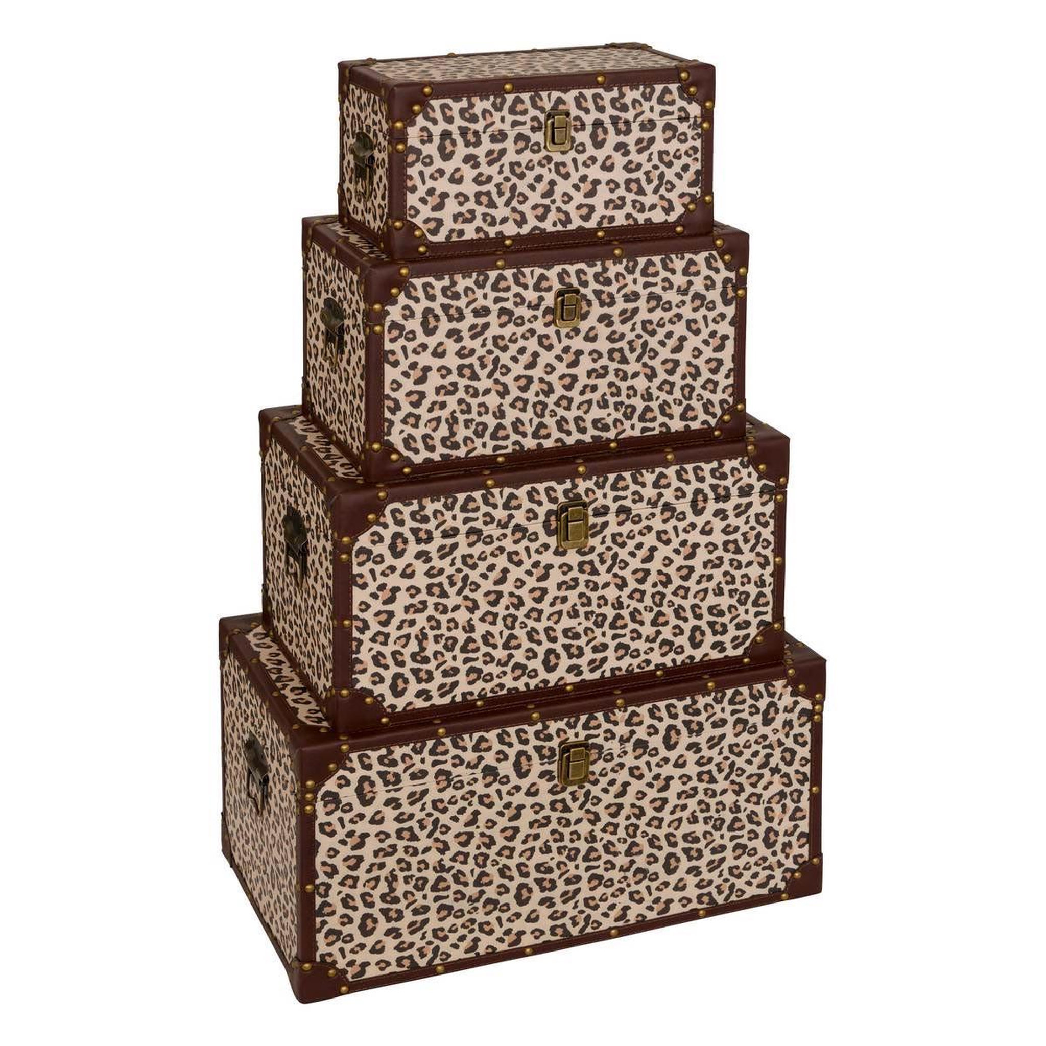 ATMOSPHERA Lot de 4 malles de rangement léopard  telna  56cm marron