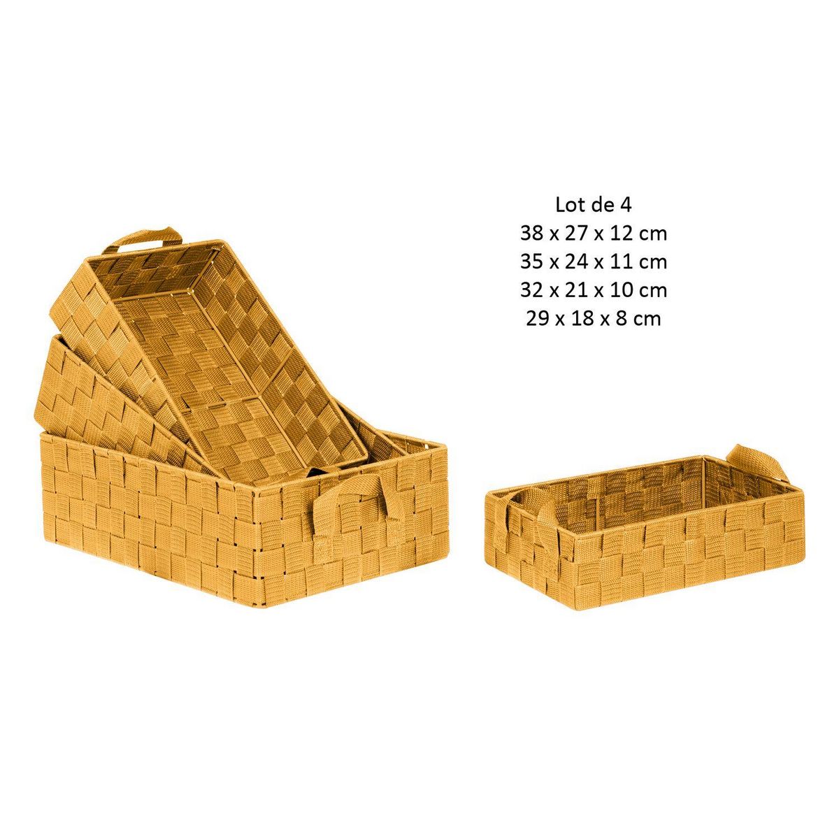 TOILINUX Lot de 4 Paniers avec 2 sangles en Polypropylène et Métal