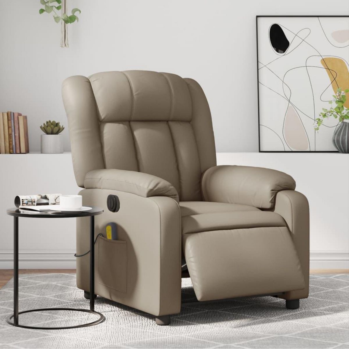 VIDAXL Fauteuil de massage inclinable electrique cappuccino similicuir