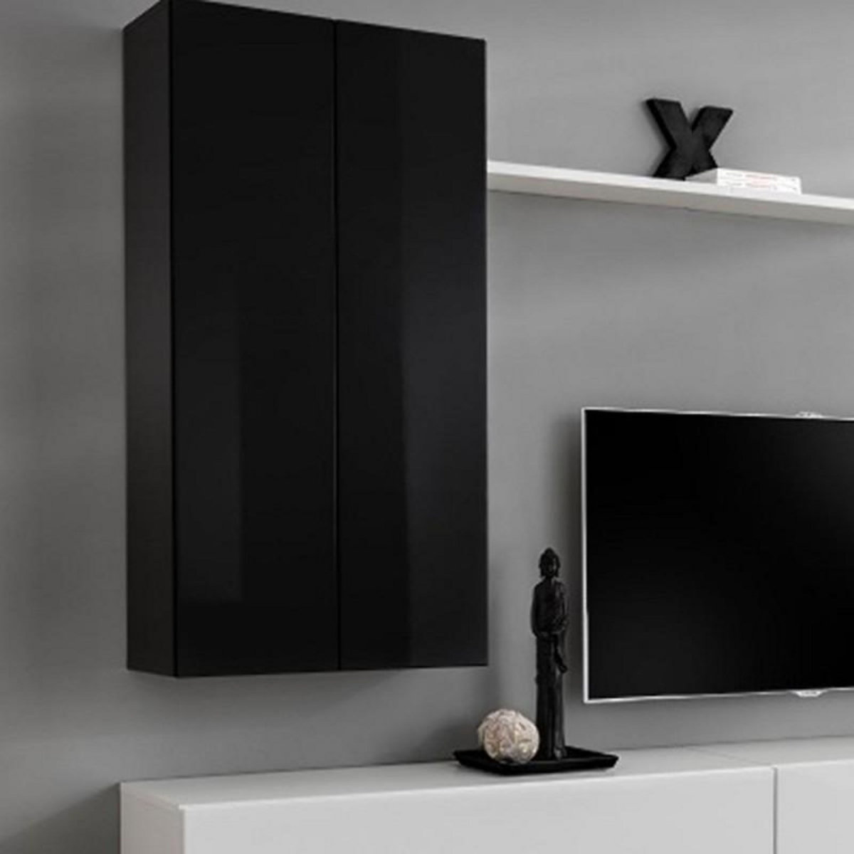 Paris Prix Meuble TV Mural Design  Switch II  270cm Noir & Blanc