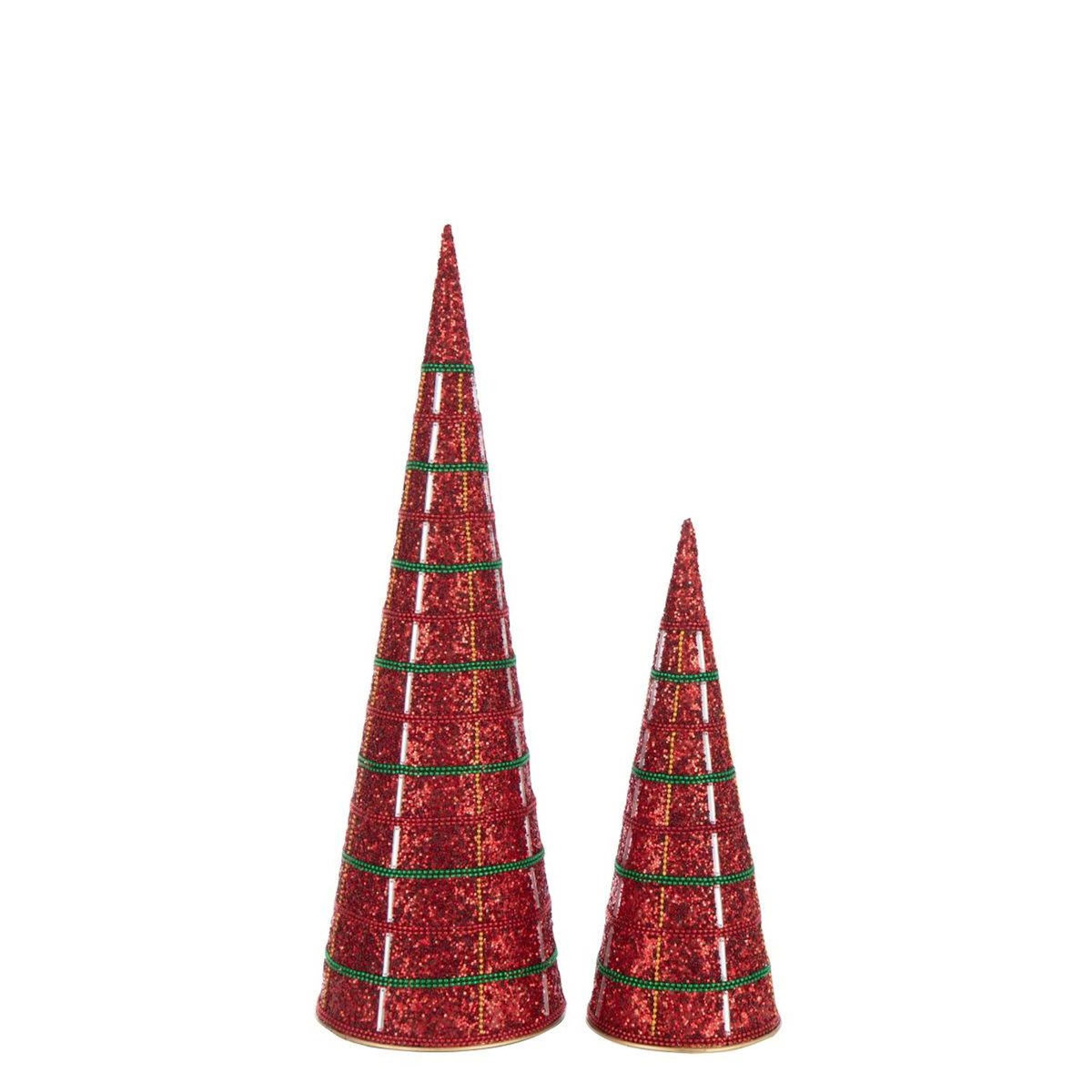 Paris Prix Lot de 2 Cônes de Noël  Perles  40cm Rouge