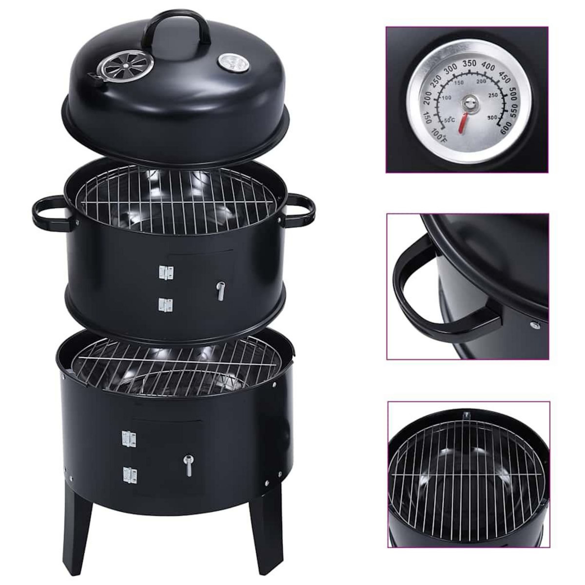 VIDAXL Gril barbecue au charbon 3 en 1 40x80 cm