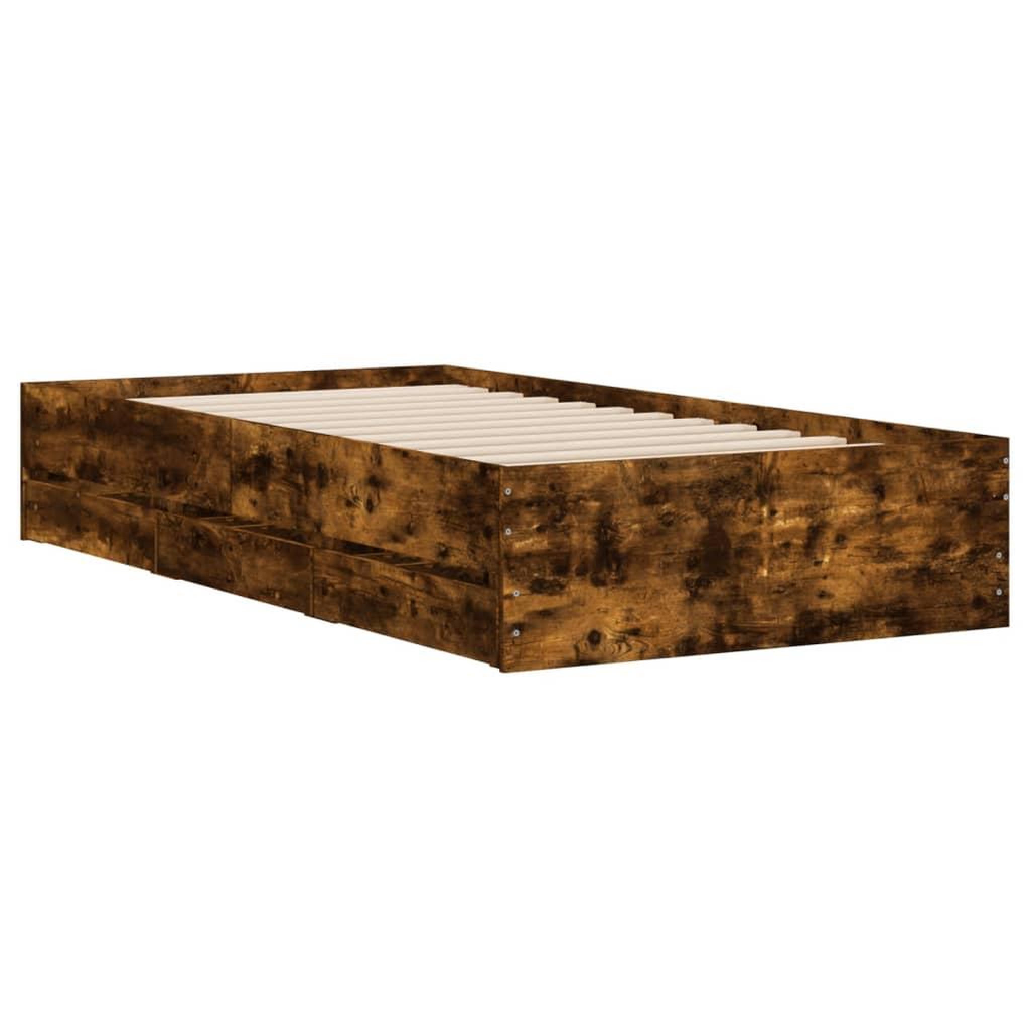 Voir la diapositive 4 : VIDAXL Cadre de lit avec tiroirs sans matelas chene fume 90x200 cm
