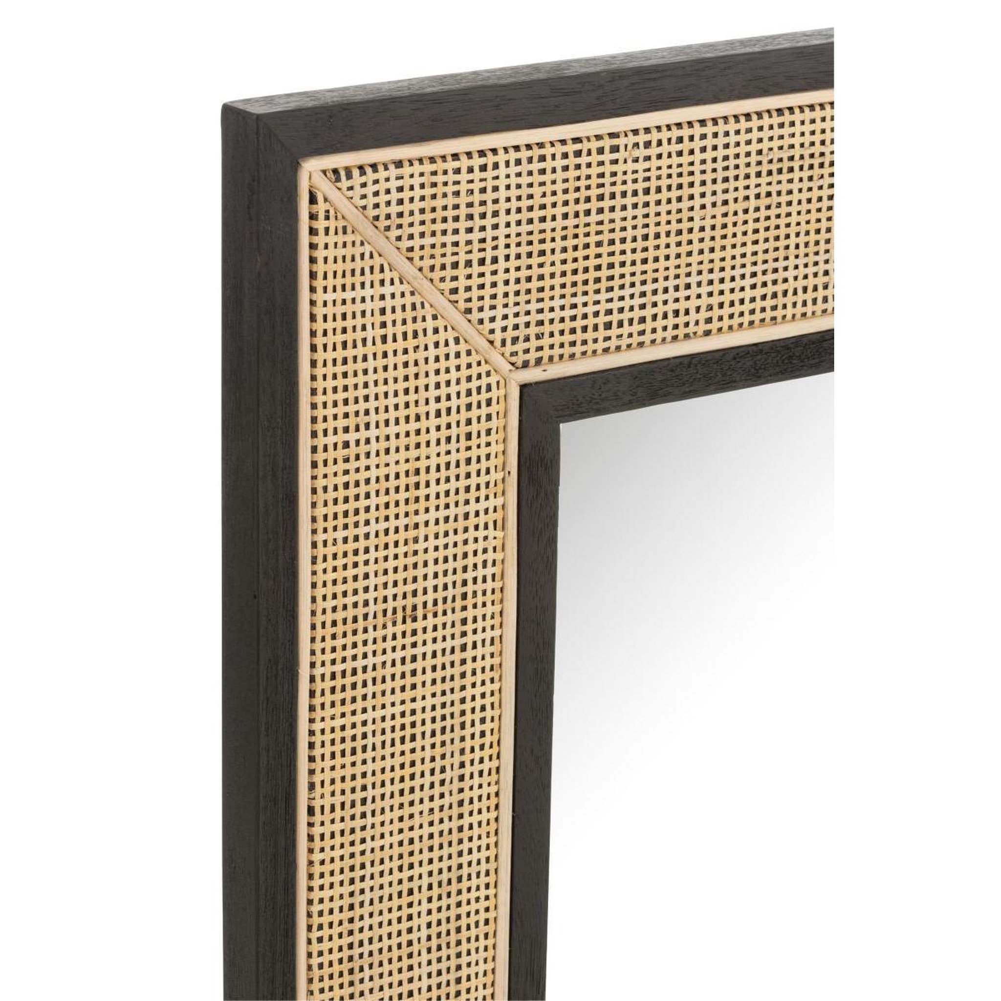 Voir la diapositive 2 : J-LINE Miroir Mural en Rotin  Molly  80cm Naturel & Noir