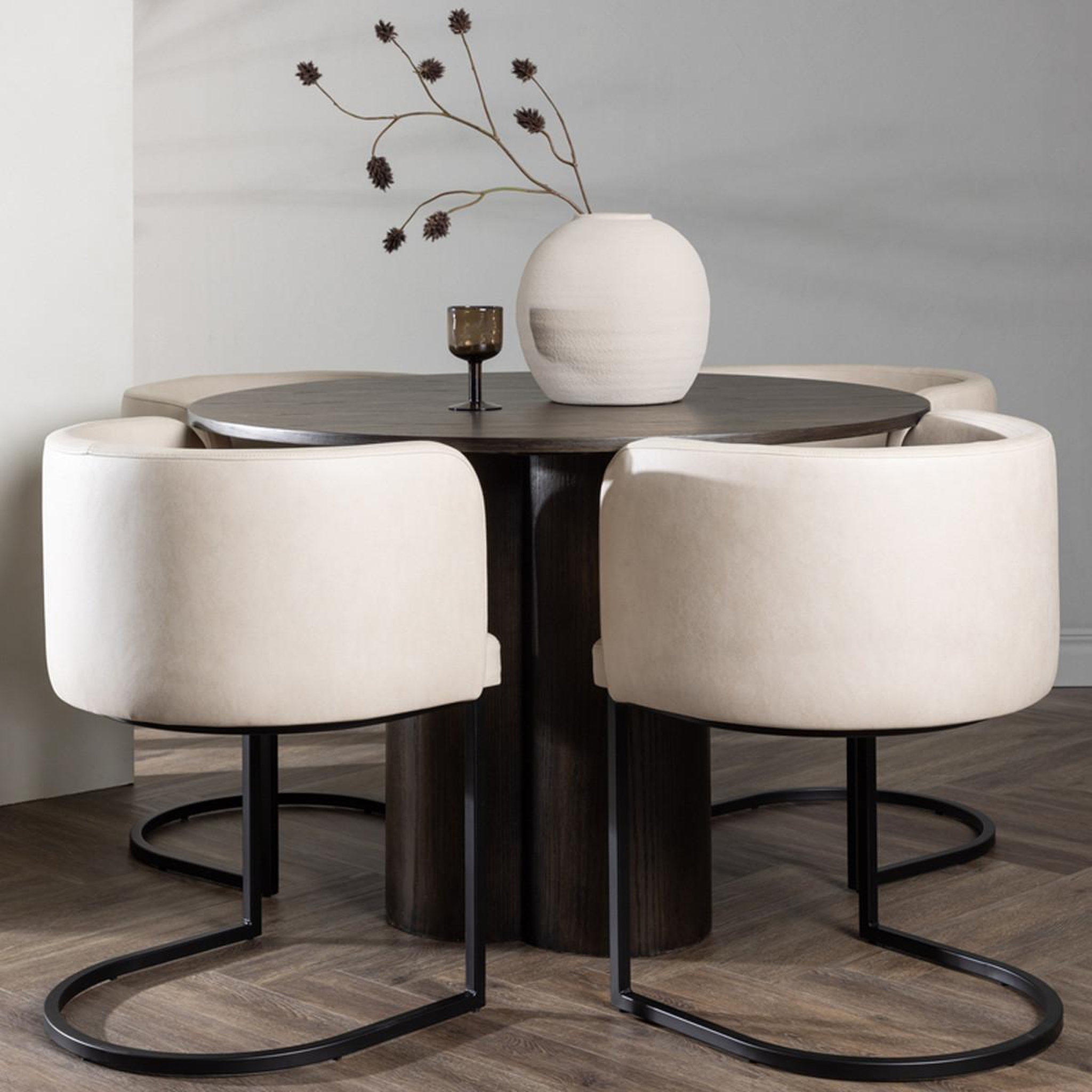 Voir la diapositive 6 : Paris Prix Ensemble table à manger & 4 chaises  olivia & simrishamn  110cm moka & beige