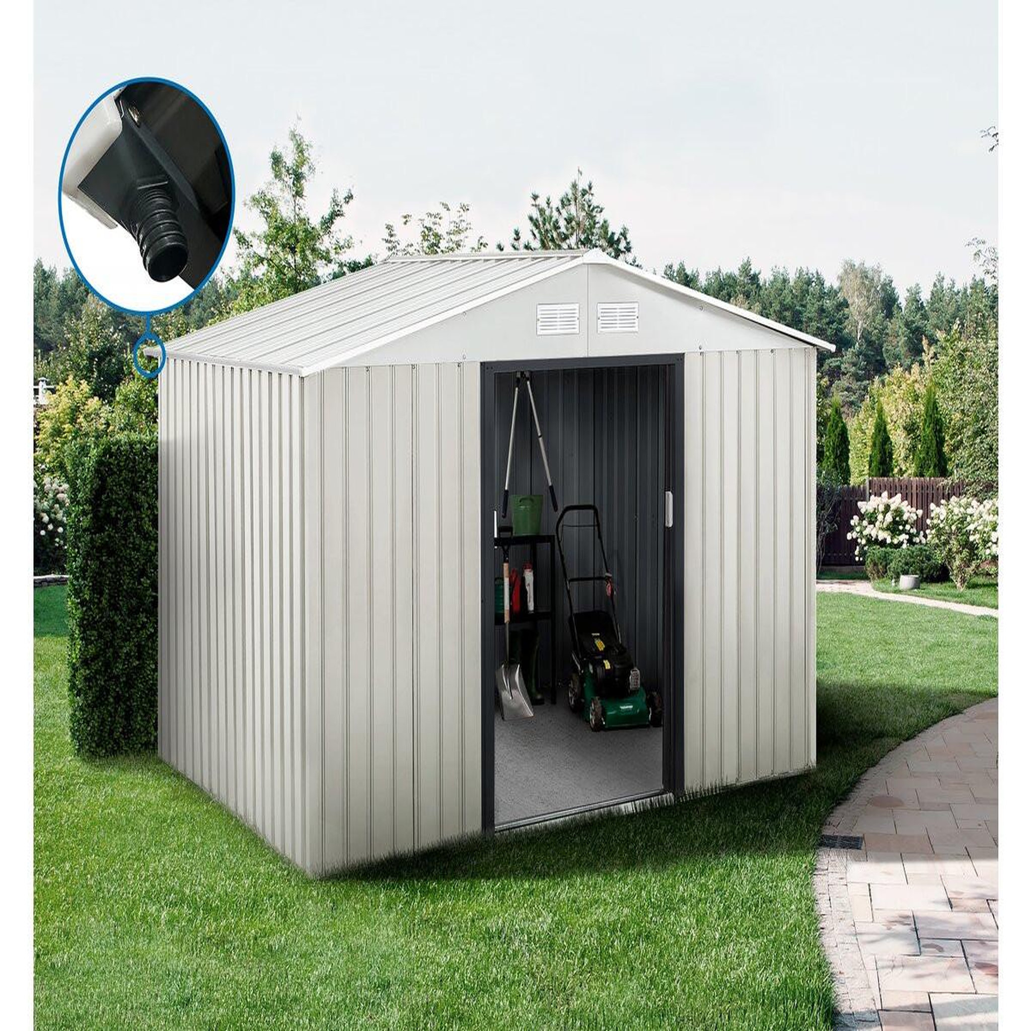 Voir la diapositive 2 : Habitat et Jardin Abri de jardin métal  nebraska  - 5,29m² avec gouttière