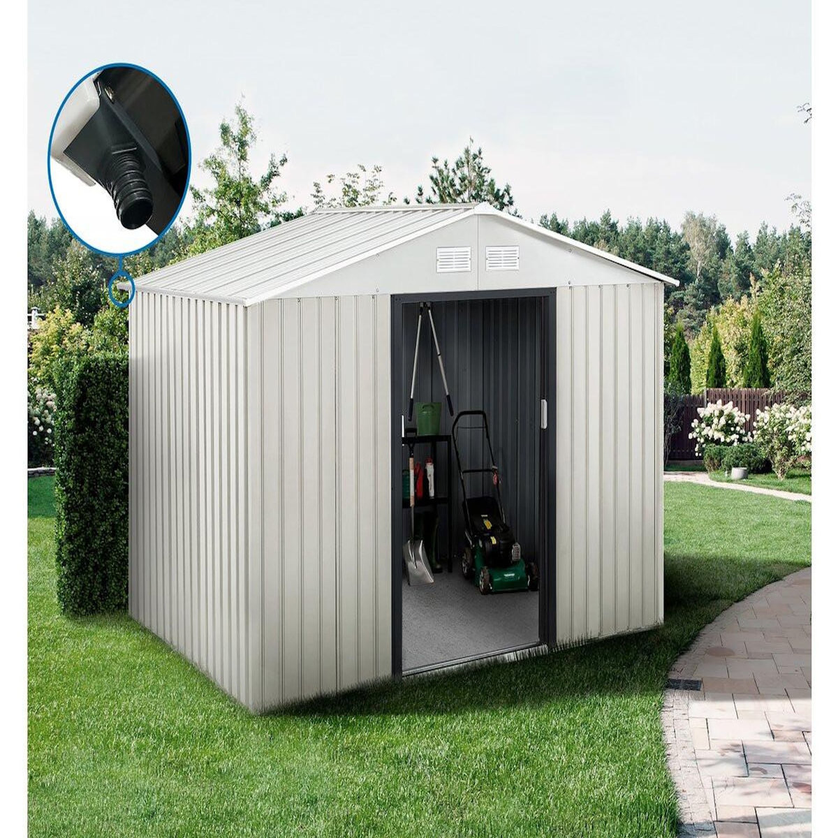 Habitat et Jardin Abri de jardin métal  Nebraska  - 5,29m² avec gouttière